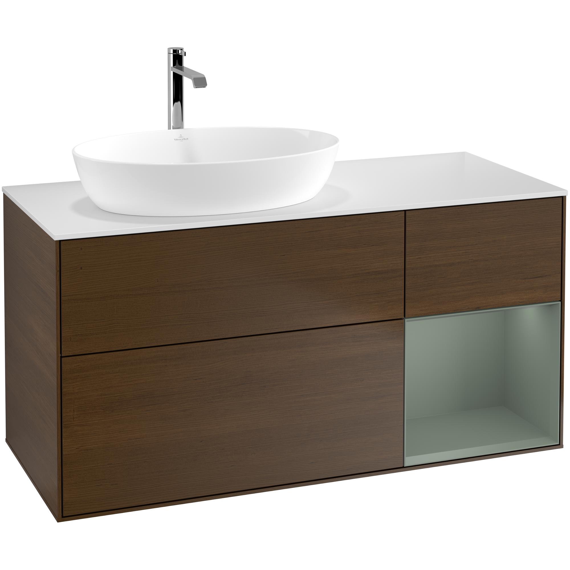 Tvättställsskåp Villeroy & Boch Finion med 3 Lådor Hylla och Bänkskiva för Ocentrerat Tvättställ från Artis & Collaro | badrum - badrumsmobler - tvattstallsskap-och-kommod | KakelKungen