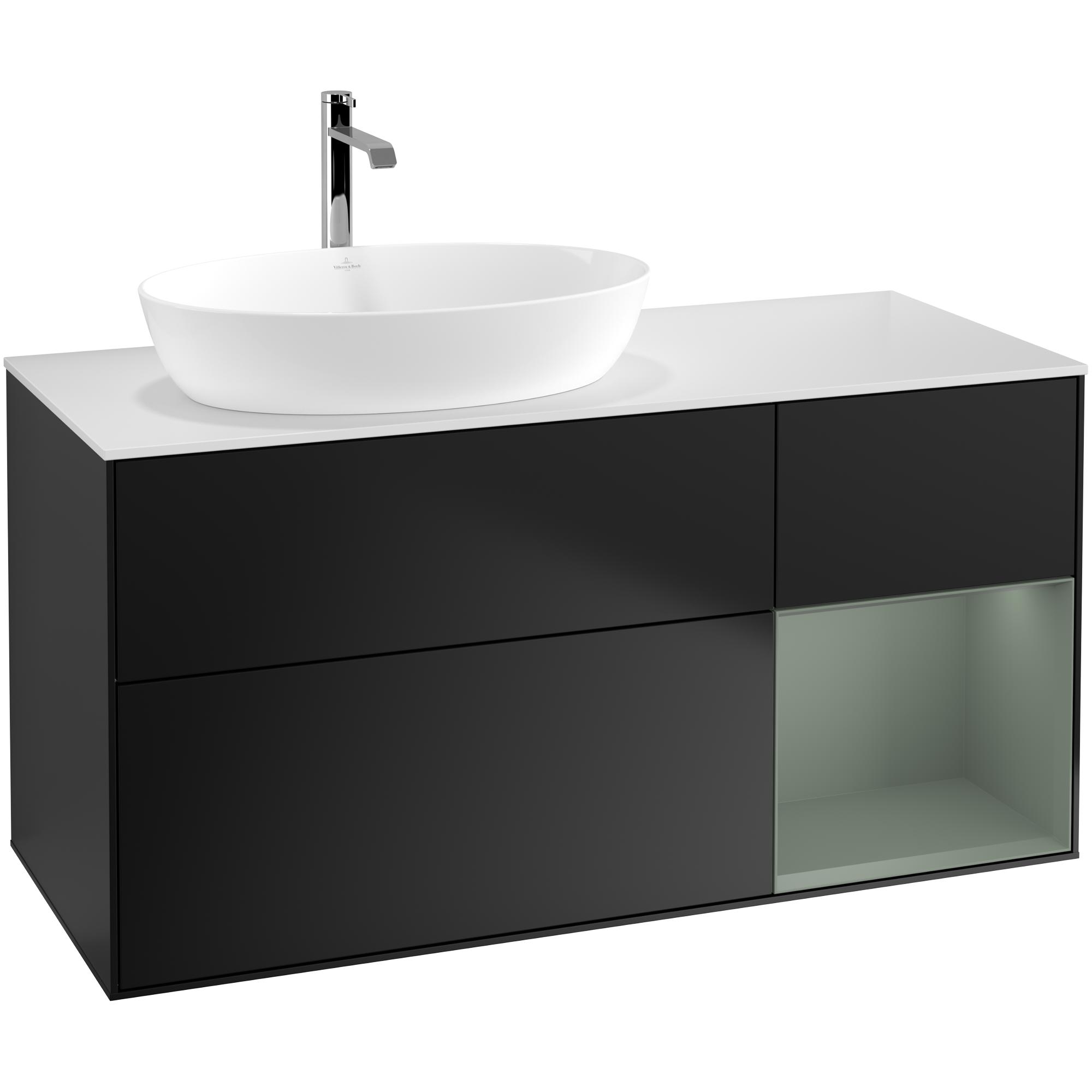 Tvättställsskåp Villeroy & Boch Finion med 3 Lådor Hylla och Bänkskiva för Ocentrerat Tvättställ från Artis & Collaro | badrum - badrumsmobler - tvattstallsskap-och-kommod | KakelKungen