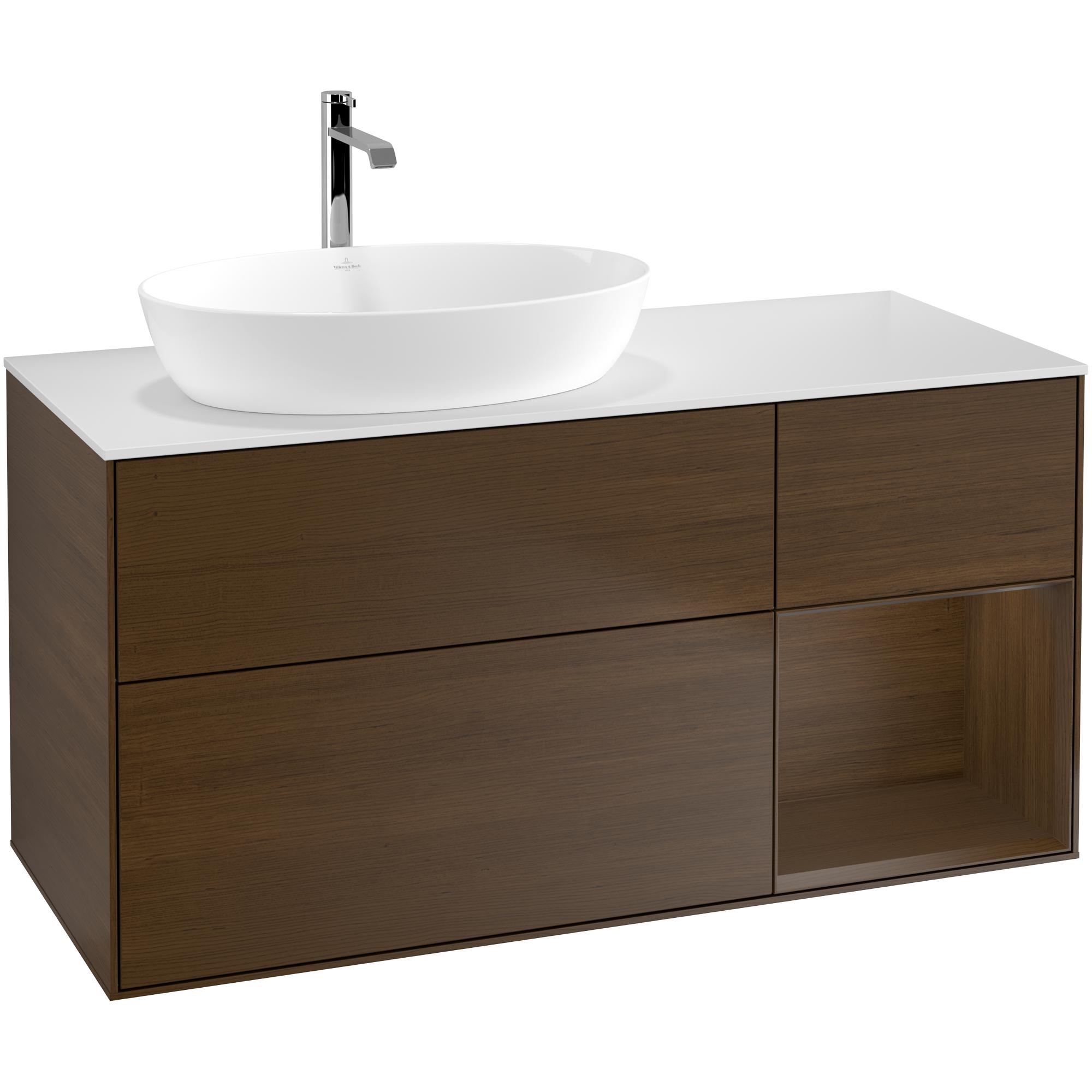 Tvättställsskåp Villeroy & Boch Finion med 3 Lådor Hylla och Bänkskiva för Ocentrerat Tvättställ från Artis & Collaro | badrum - badrumsmobler - tvattstallsskap-och-kommod | KakelKungen