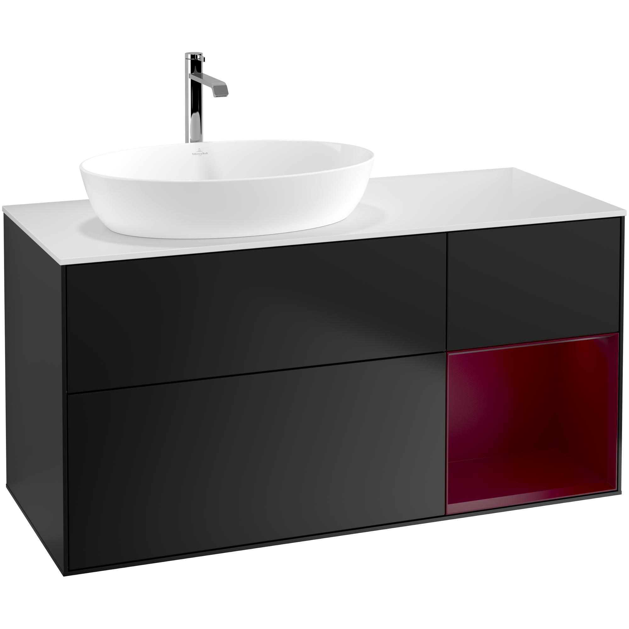 Tvättställsskåp Villeroy & Boch Finion med 3 Lådor Hylla och Bänkskiva för Ocentrerat Tvättställ från Artis & Collaro | badrum - badrumsmobler - tvattstallsskap-och-kommod | KakelKungen