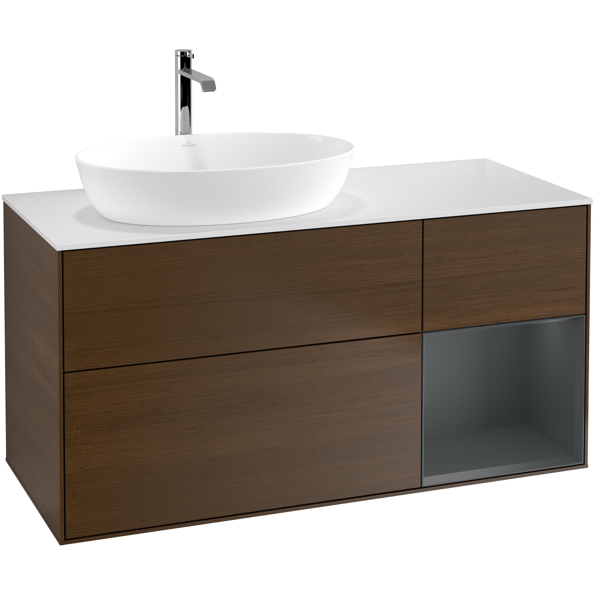 Tvättställsskåp Villeroy & Boch Finion med 3 Lådor Hylla och Bänkskiva för Ocentrerat Tvättställ från Artis & Collaro | badrum - badrumsmobler - tvattstallsskap-och-kommod | KakelKungen