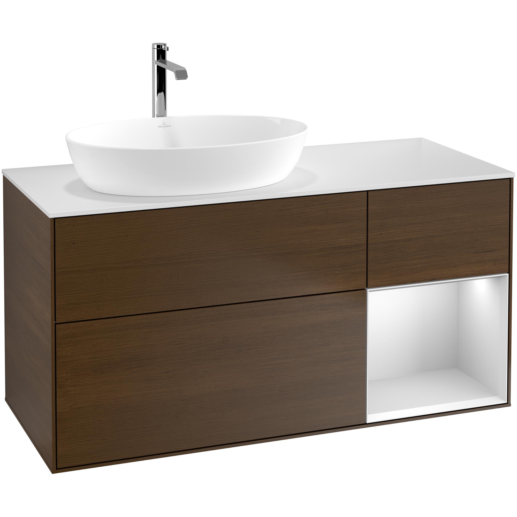 Tvättställsskåp Villeroy & Boch Finion med 3 Lådor Hylla och Bänkskiva för Ocentrerat Tvättställ från Artis & Collaro | badrum - badrumsmobler - tvattstallsskap-och-kommod | KakelKungen