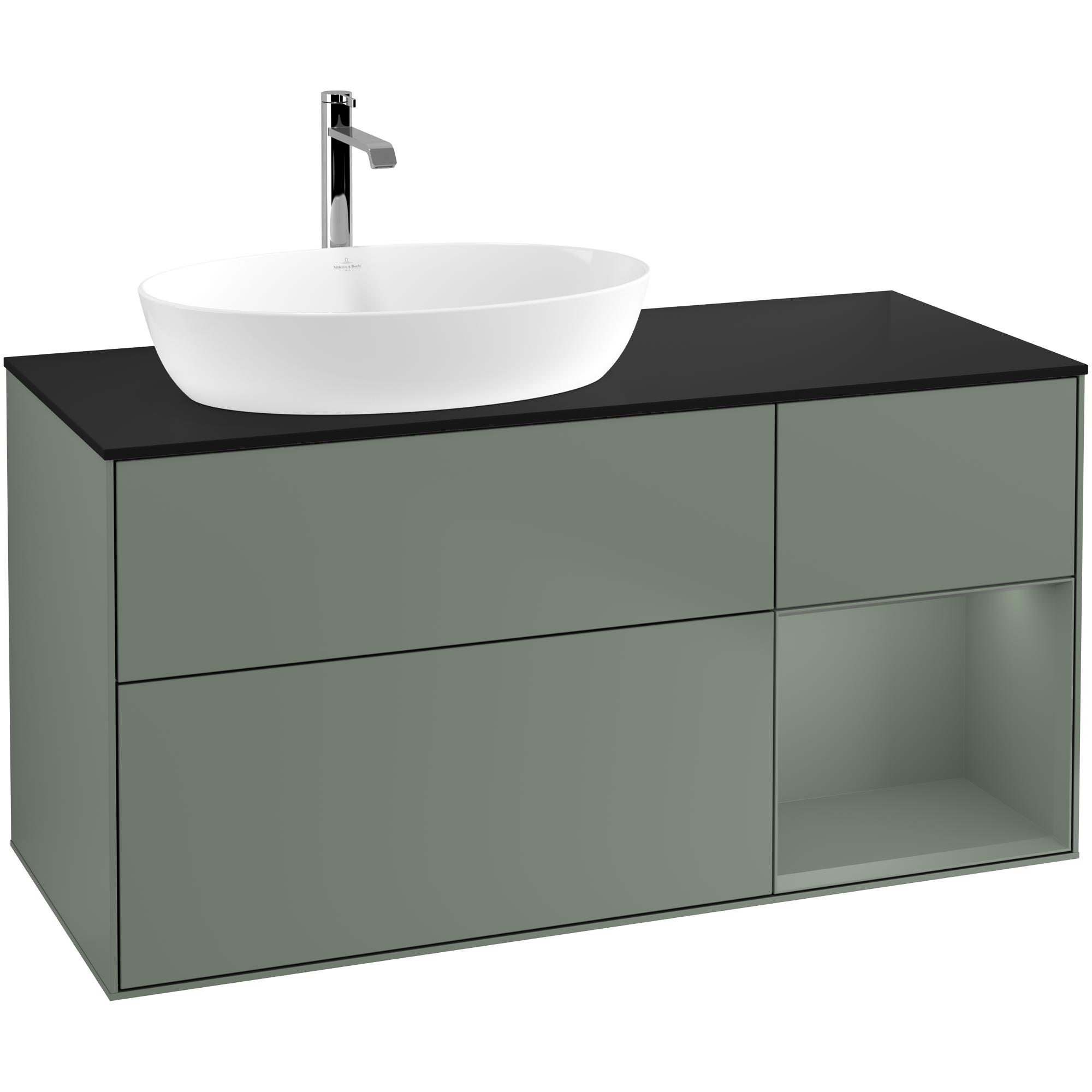 tvättställsskåp villeroy & boch finion med 3 lådor hylla och bänkskiva för ocentrerat tvättställ från artis & collaro