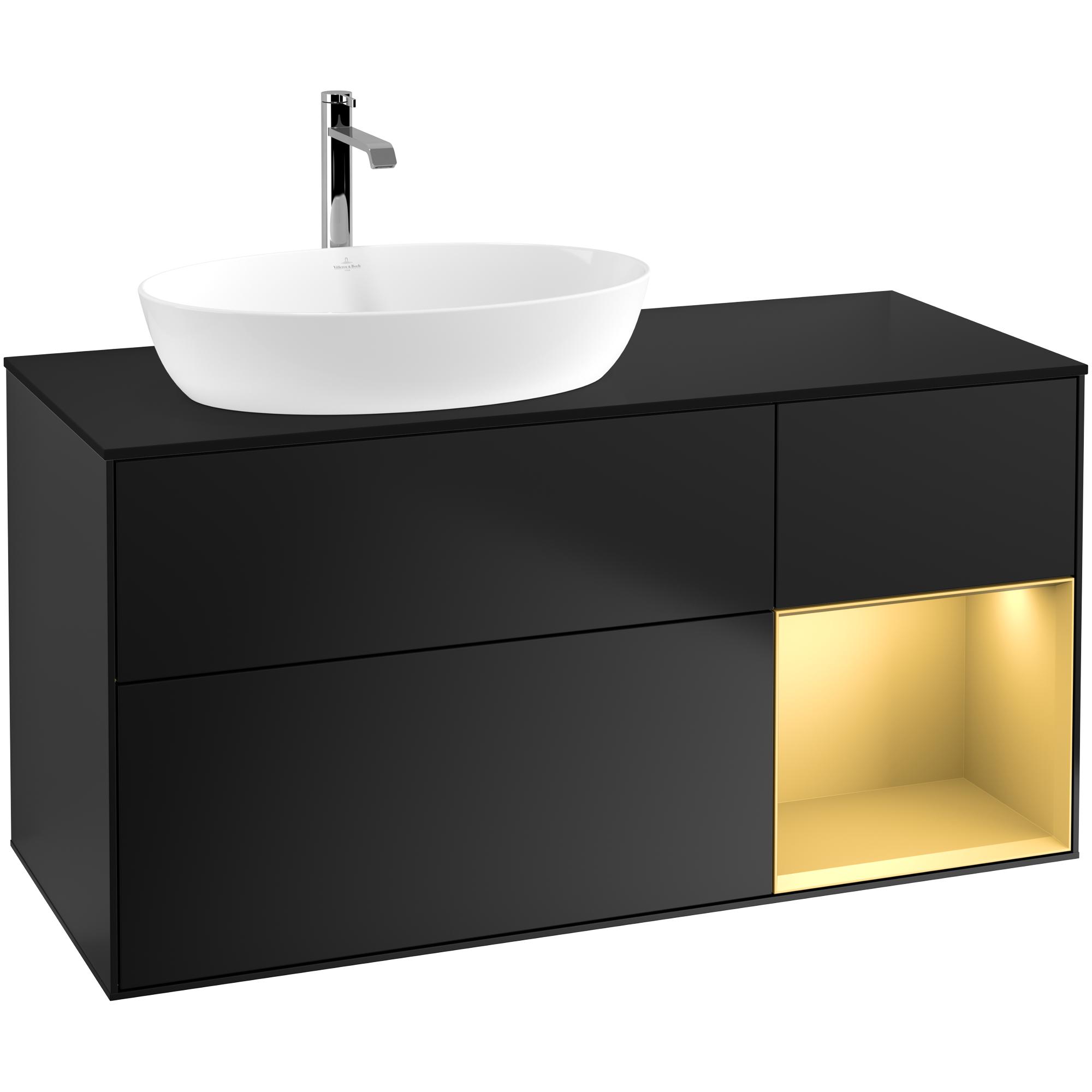 Tvättställsskåp Villeroy & Boch Finion med 3 Lådor Hylla och Bänkskiva för Ocentrerat Tvättställ från Artis & Collaro | badrum - badrumsmobler - tvattstallsskap-och-kommod | KakelKungen