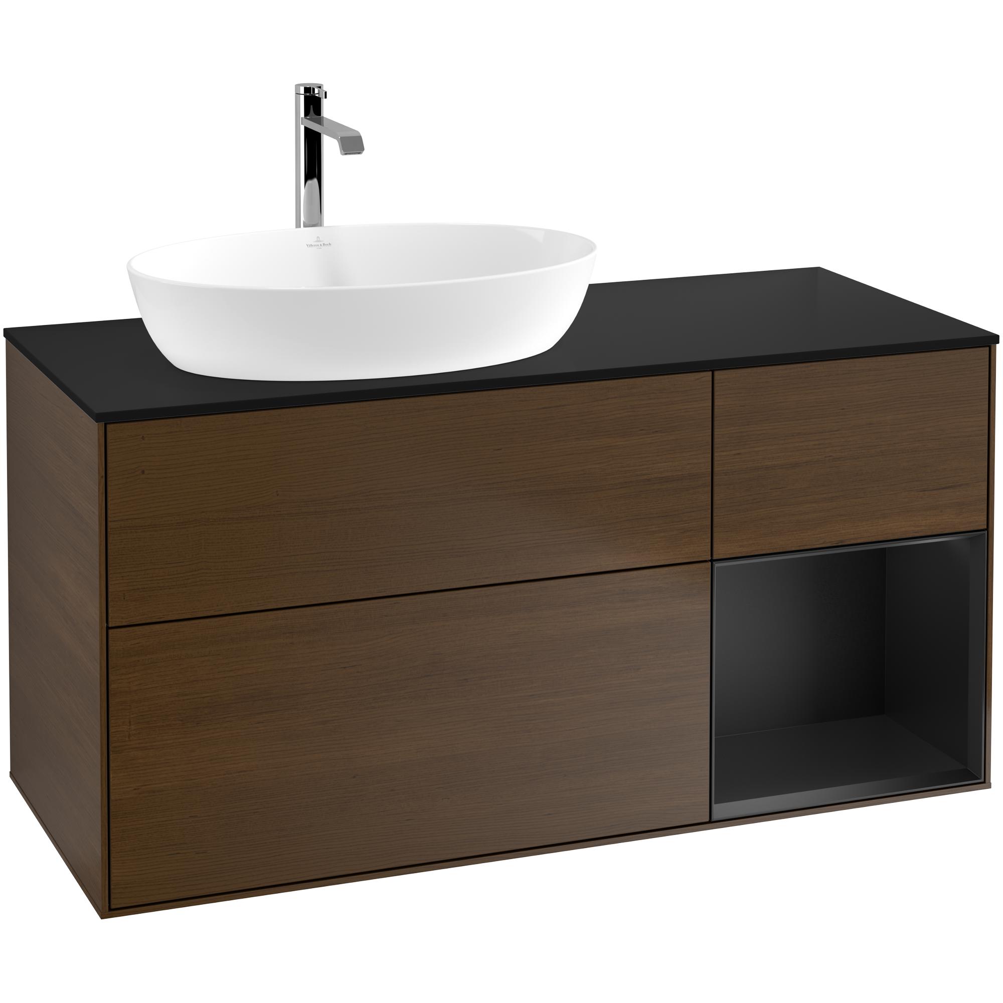 Tvättställsskåp Villeroy & Boch Finion med 3 Lådor Hylla och Bänkskiva för Ocentrerat Tvättställ från Artis & Collaro | badrum - badrumsmobler - tvattstallsskap-och-kommod | KakelKungen