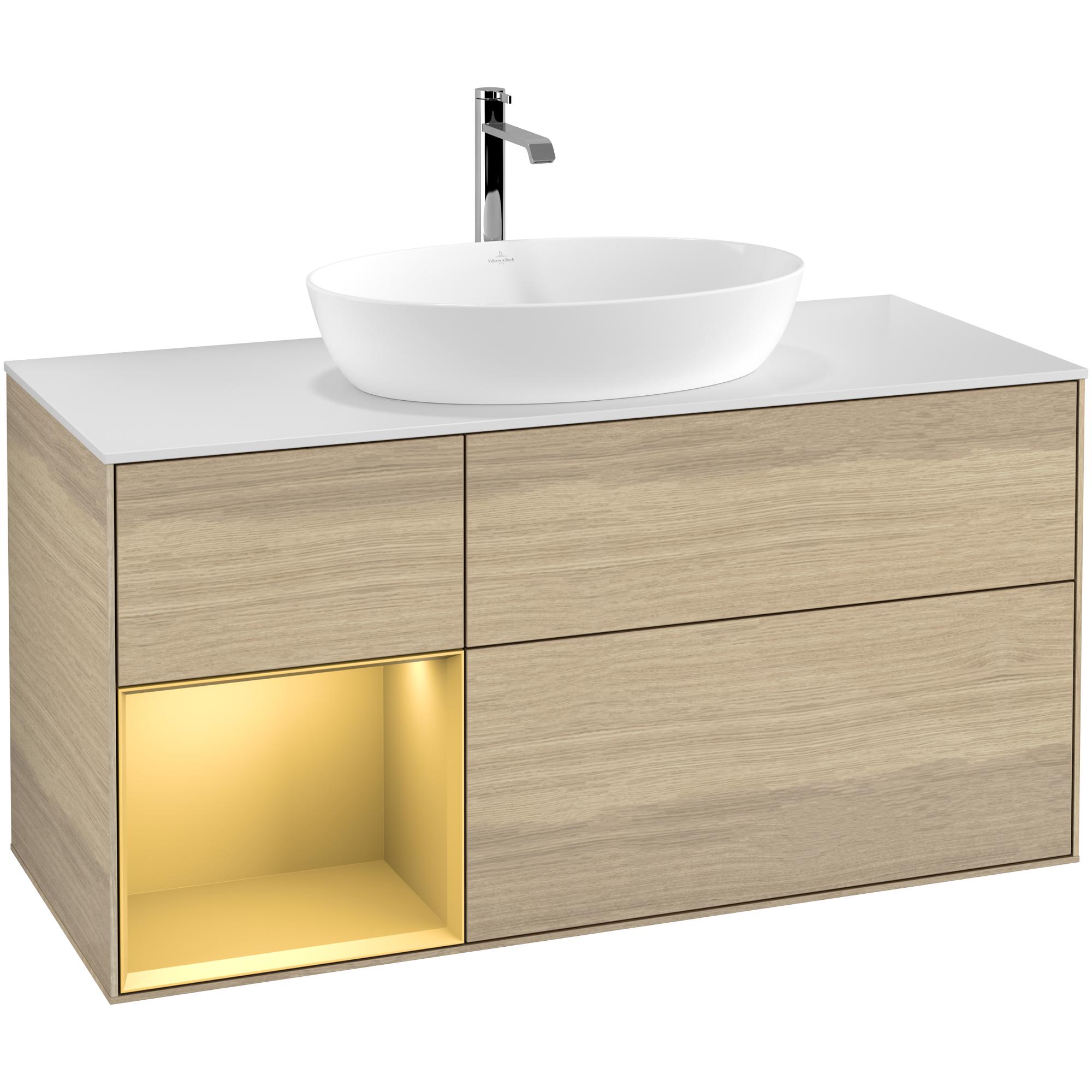 Tvättställsskåp Villeroy & Boch Finion med 3 Lådor Hylla och Bänkskiva för Fristående Tvättställ från Artis & Collaro | badrum - badrumsmobler - tvattstallsskap-och-kommod | KakelKungen