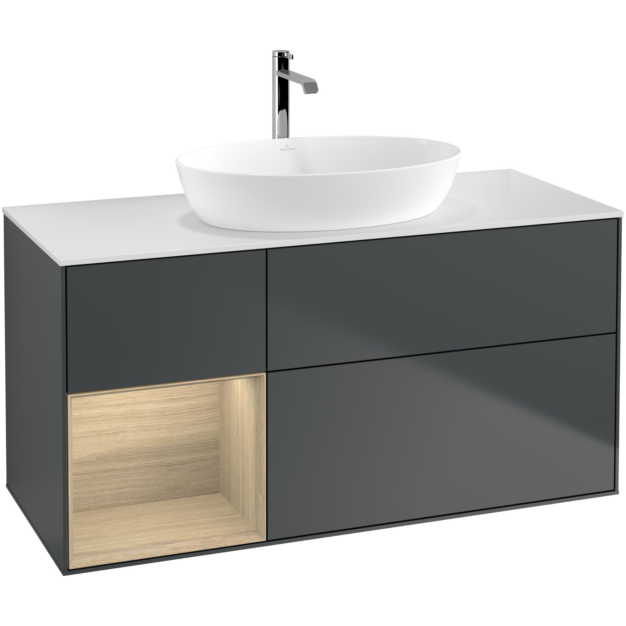 tvättställsskåp villeroy & boch finion med 3 lådor hylla och bänkskiva för fristående tvättställ från artis & collaro