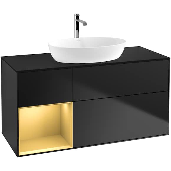 tvättställsskåp villeroy & boch finion med 3 lådor hylla och bänkskiva för fristående tvättställ från artis & collaro