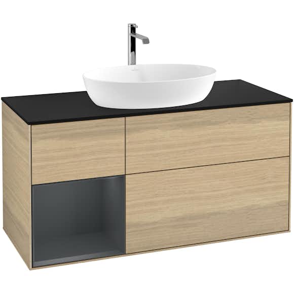 tvättställsskåp villeroy & boch finion med 3 lådor hylla och bänkskiva för fristående tvättställ från artis & collaro