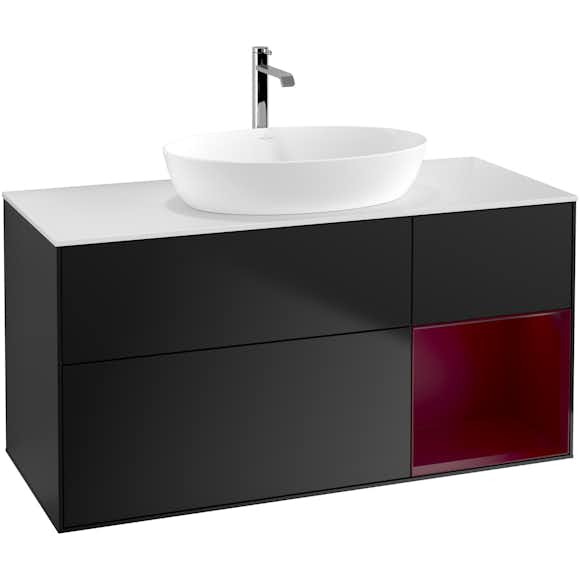 tvättställsskåp villeroy & boch finion med 3 lådor hylla och bänkskiva för fristående tvättställ från artis & collaro