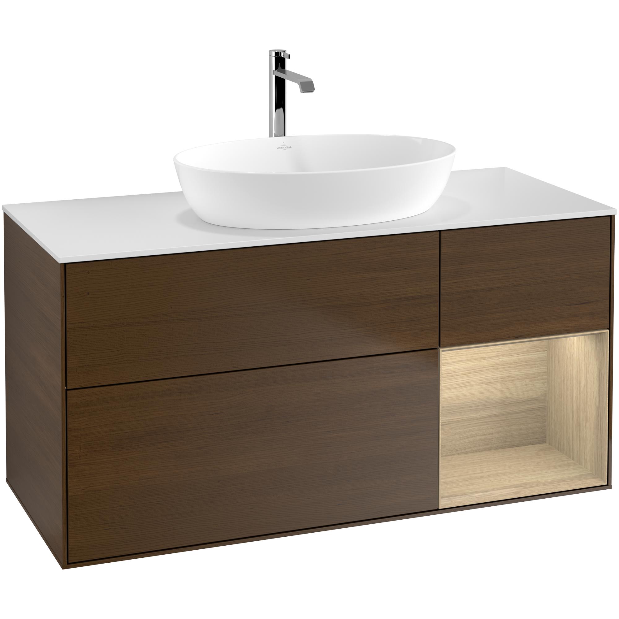 tvättställsskåp villeroy & boch finion med 3 lådor hylla och bänkskiva för fristående tvättställ från artis & collaro