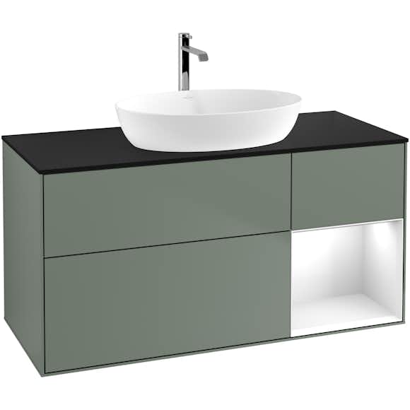 tvättställsskåp villeroy & boch finion med 3 lådor hylla och bänkskiva för fristående tvättställ från artis & collaro