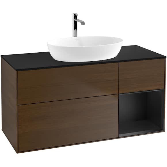 tvättställsskåp villeroy & boch finion med 3 lådor hylla och bänkskiva för fristående tvättställ från artis & collaro