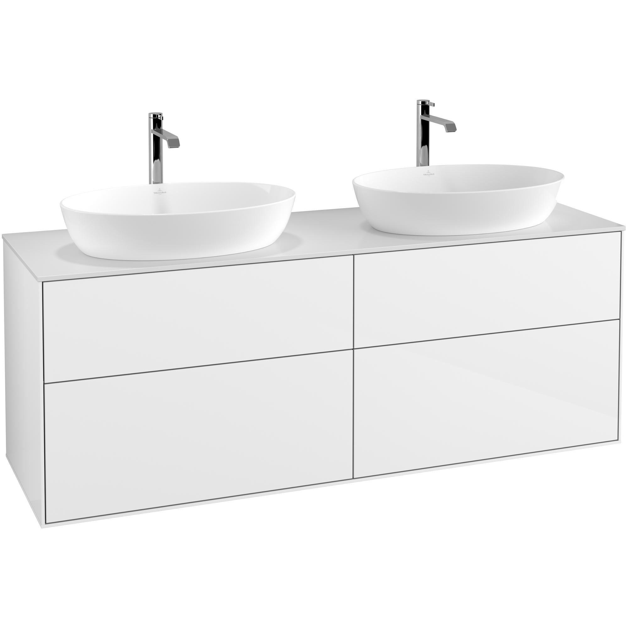 Tvättställsskåp Villeroy & Boch Finion med 4 Lådor och Bänkskiva för Två Fristående Tvättställ från Artis & Collaro | badrum - badrumsmobler - tvattstallsskap-och-kommod | KakelKungen