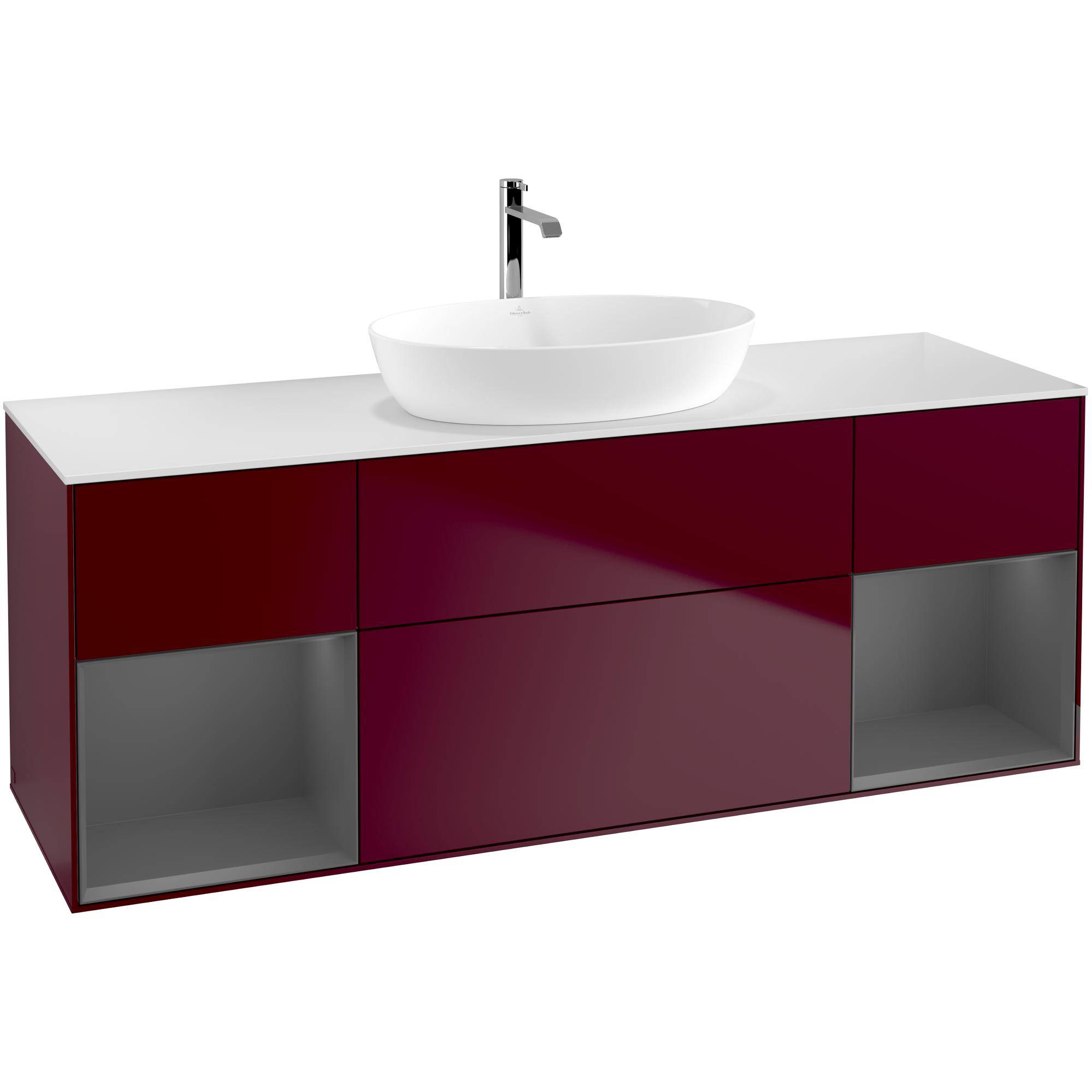 tvättställsskåp villeroy & boch finion med två hyllor och bänkskiva för fristående tvättställ från artis & collaro