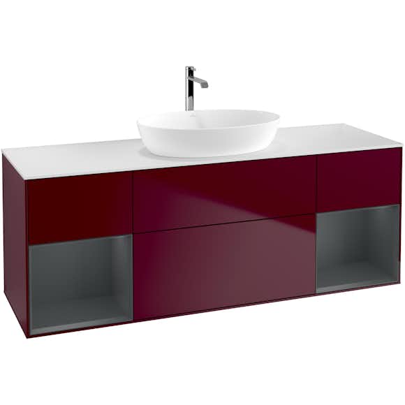 tvättställsskåp villeroy & boch finion med två hyllor och bänkskiva för fristående tvättställ från artis & collaro