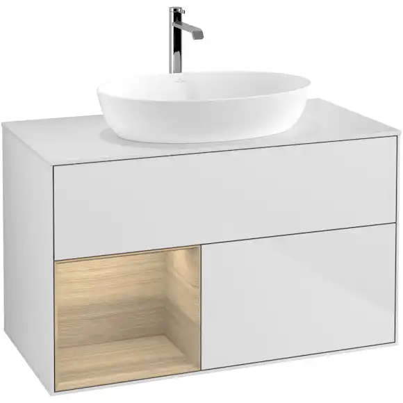 tvättställsskåp villeroy & boch finion med 2 lådor hylla och bänkskiva för fristående tvättställ från artis & collaro