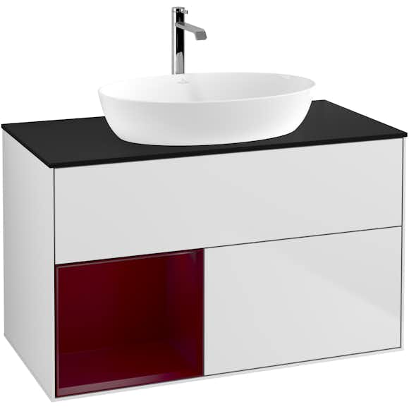 tvättställsskåp villeroy & boch finion med 2 lådor hylla och bänkskiva för fristående tvättställ från artis & collaro