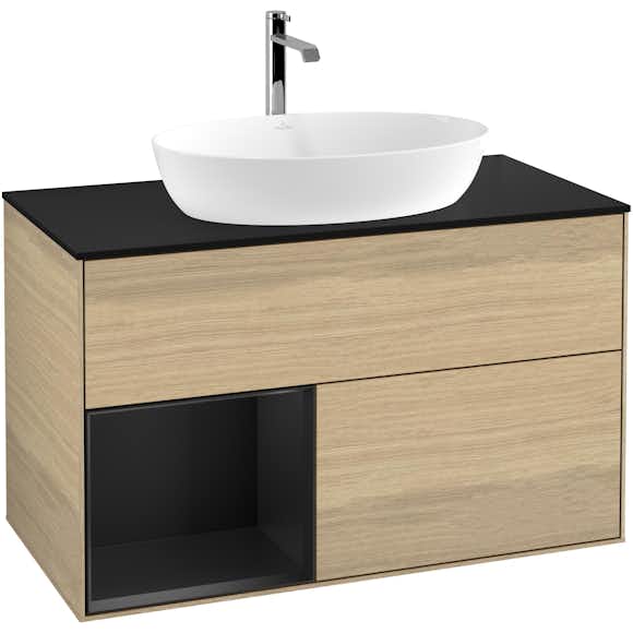 tvättställsskåp villeroy & boch finion med 2 lådor hylla och bänkskiva för fristående tvättställ från artis & collaro