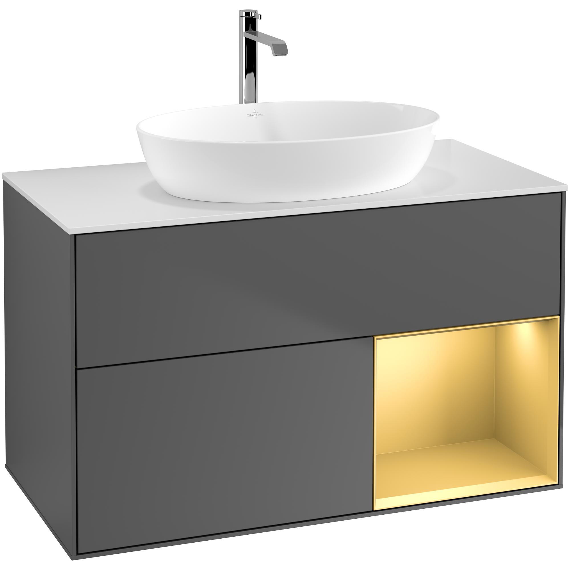 Tvättställsskåp Villeroy & Boch Finion med 2 Lådor Hylla och Bänkskiva för Fristående Tvättställ från Artis & Collaro | badrum - badrumsmobler - tvattstallsskap-och-kommod | KakelKungen