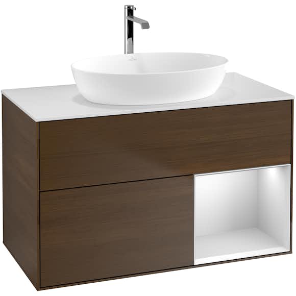 tvättställsskåp villeroy & boch finion med 2 lådor hylla och bänkskiva för fristående tvättställ från artis & collaro