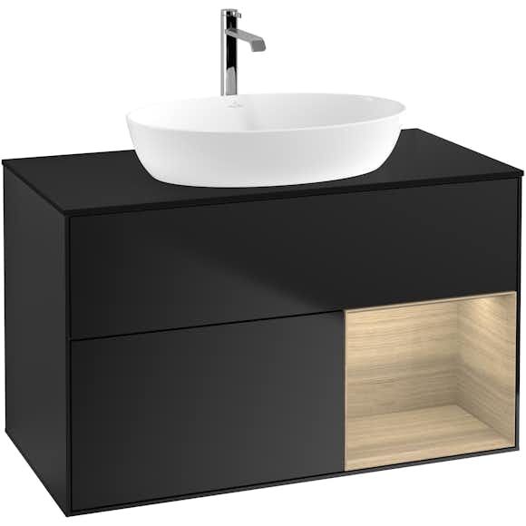 tvättställsskåp villeroy & boch finion med 2 lådor hylla och bänkskiva för fristående tvättställ från artis & collaro