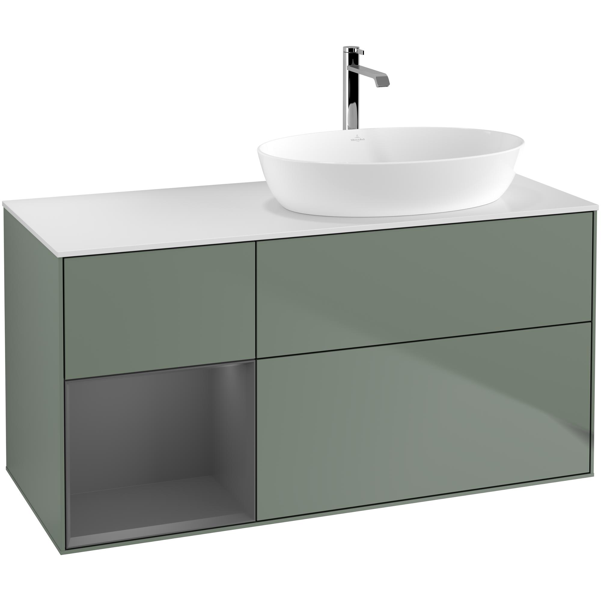 Tvättställsskåp Villeroy & Boch Finion med 3 Lådor Hylla och Bänkskiva för Ocentrerat Tvättställ från Artis & Collaro | badrum - badrumsmobler - tvattstallsskap-och-kommod | KakelKungen