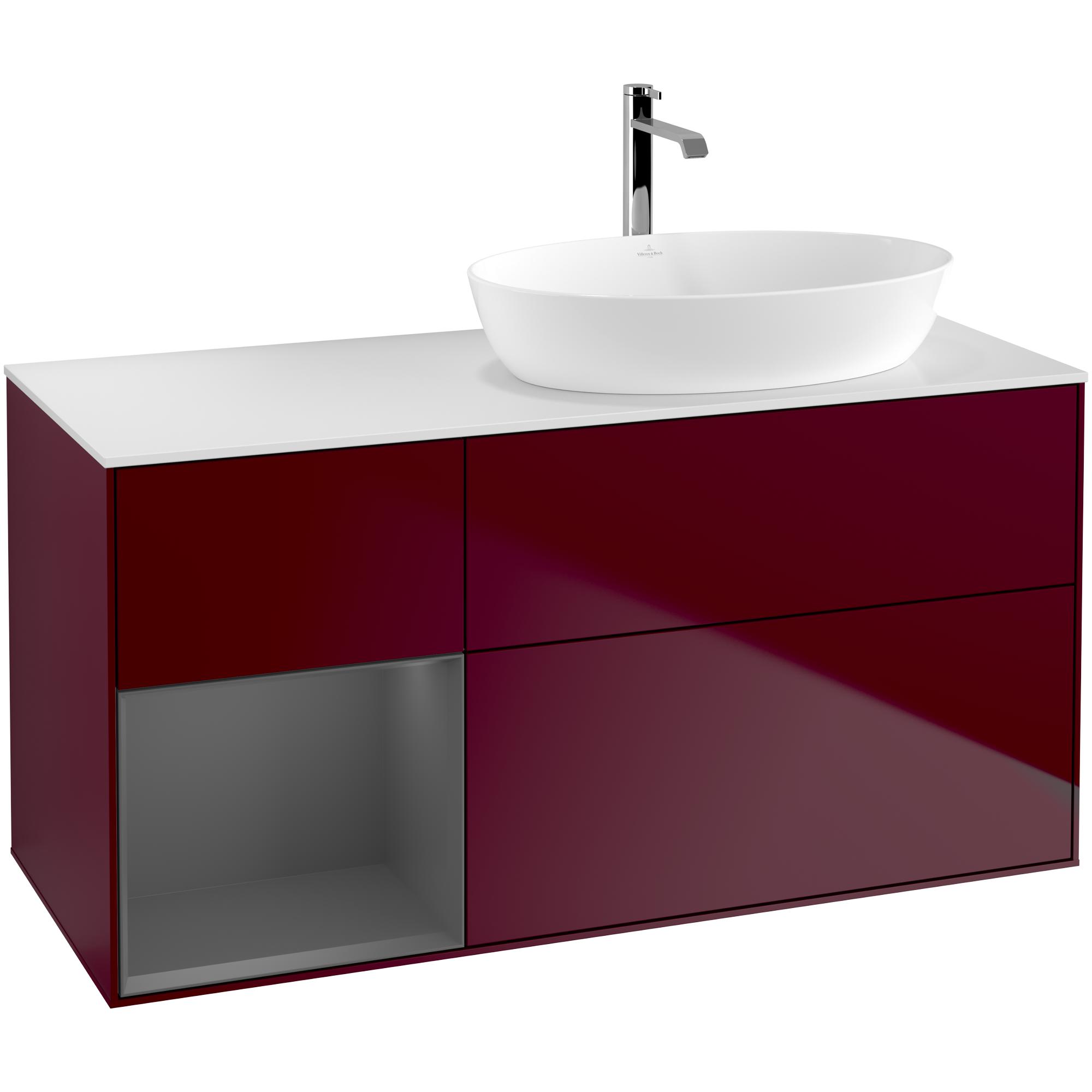 Tvättställsskåp Villeroy & Boch Finion med 3 Lådor Hylla och Bänkskiva för Ocentrerat Tvättställ från Artis & Collaro | badrum - badrumsmobler - tvattstallsskap-och-kommod | KakelKungen