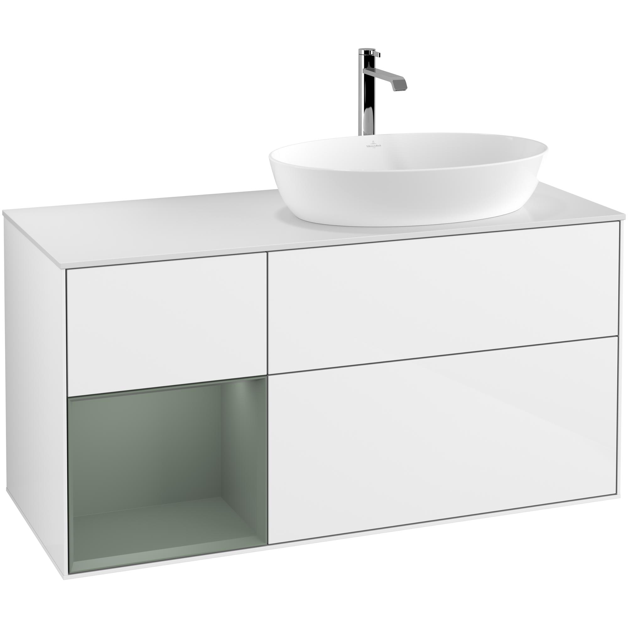 Tvättställsskåp Villeroy & Boch Finion med 3 Lådor Hylla och Bänkskiva för Ocentrerat Tvättställ från Artis & Collaro | badrum - badrumsmobler - tvattstallsskap-och-kommod | KakelKungen