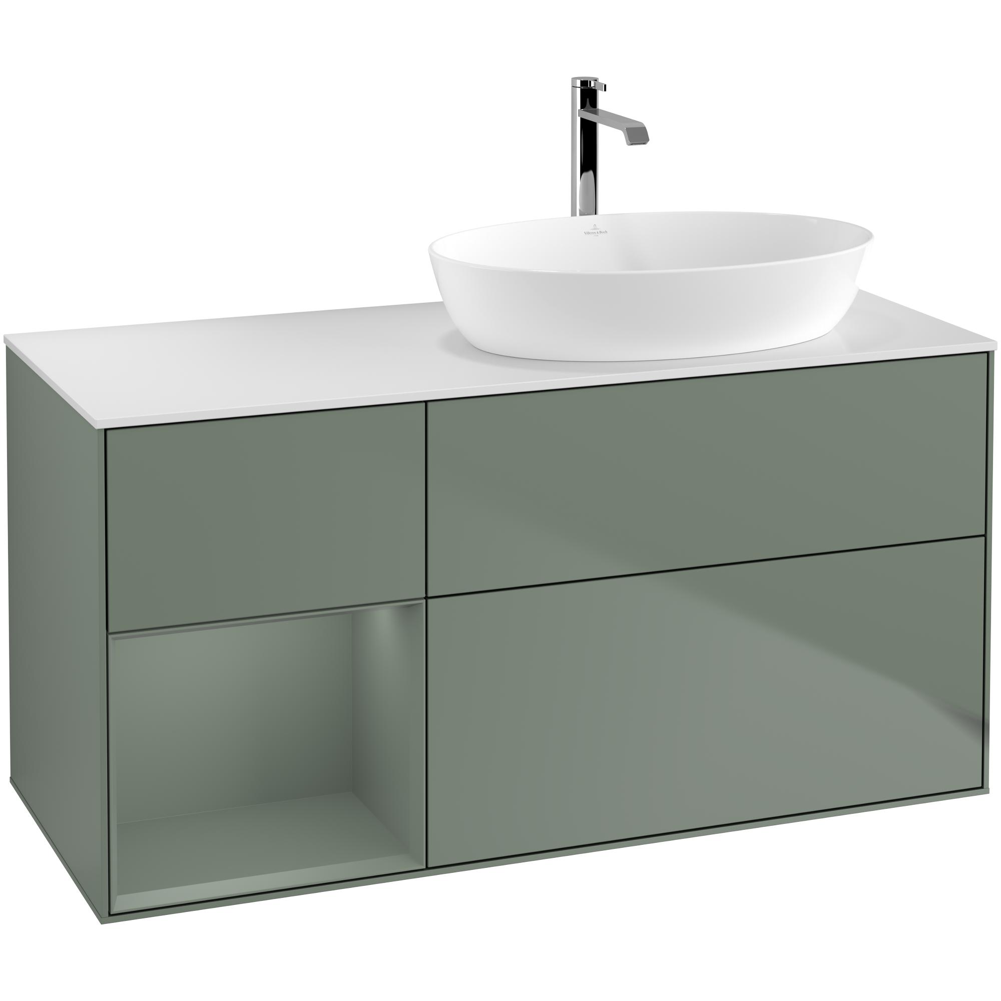 Tvättställsskåp Villeroy & Boch Finion med 3 Lådor Hylla och Bänkskiva för Ocentrerat Tvättställ från Artis & Collaro | badrum - badrumsmobler - tvattstallsskap-och-kommod | KakelKungen