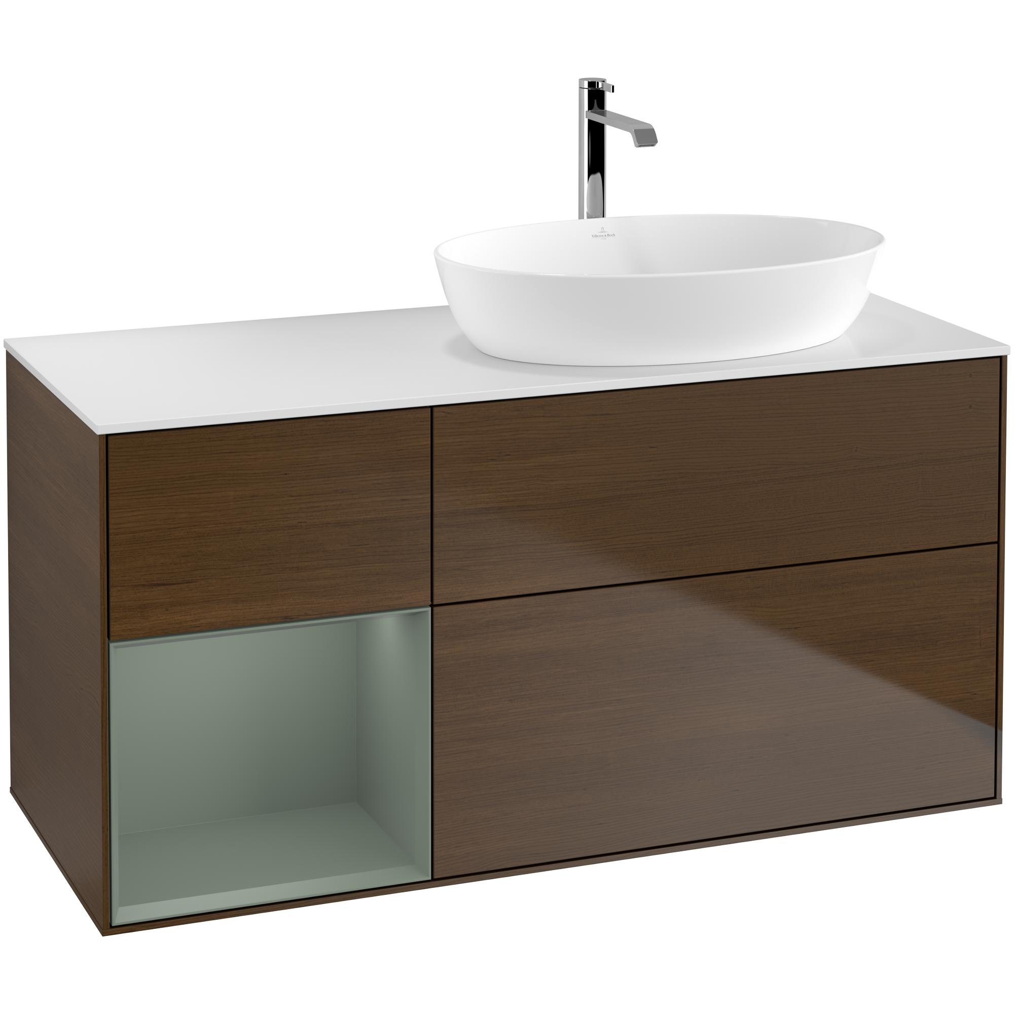 Tvättställsskåp Villeroy & Boch Finion med 3 Lådor Hylla och Bänkskiva för Ocentrerat Tvättställ från Artis & Collaro | badrum - badrumsmobler - tvattstallsskap-och-kommod | KakelKungen