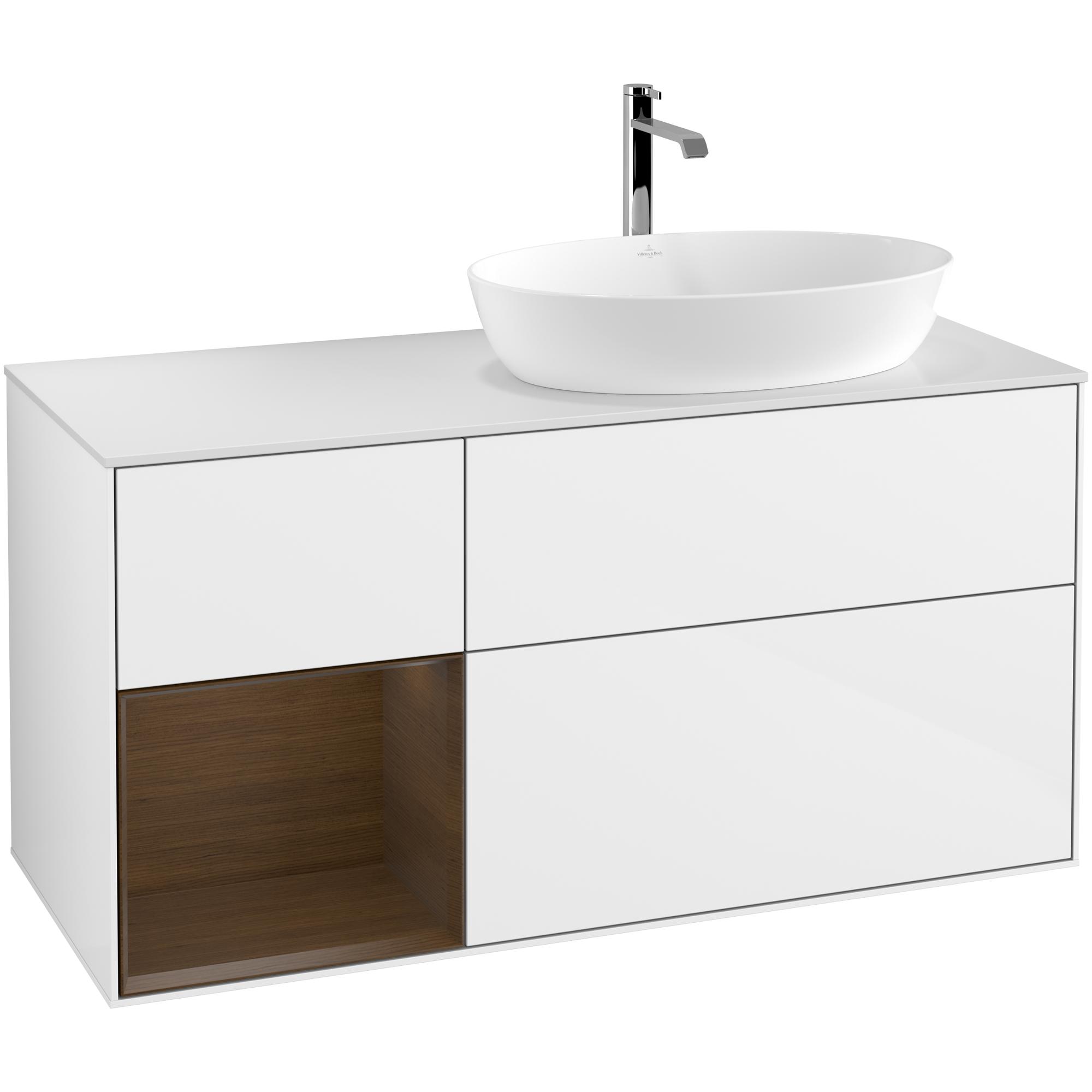 Tvättställsskåp Villeroy & Boch Finion med 3 Lådor Hylla och Bänkskiva för Ocentrerat Tvättställ från Artis & Collaro | badrum - badrumsmobler - tvattstallsskap-och-kommod | KakelKungen