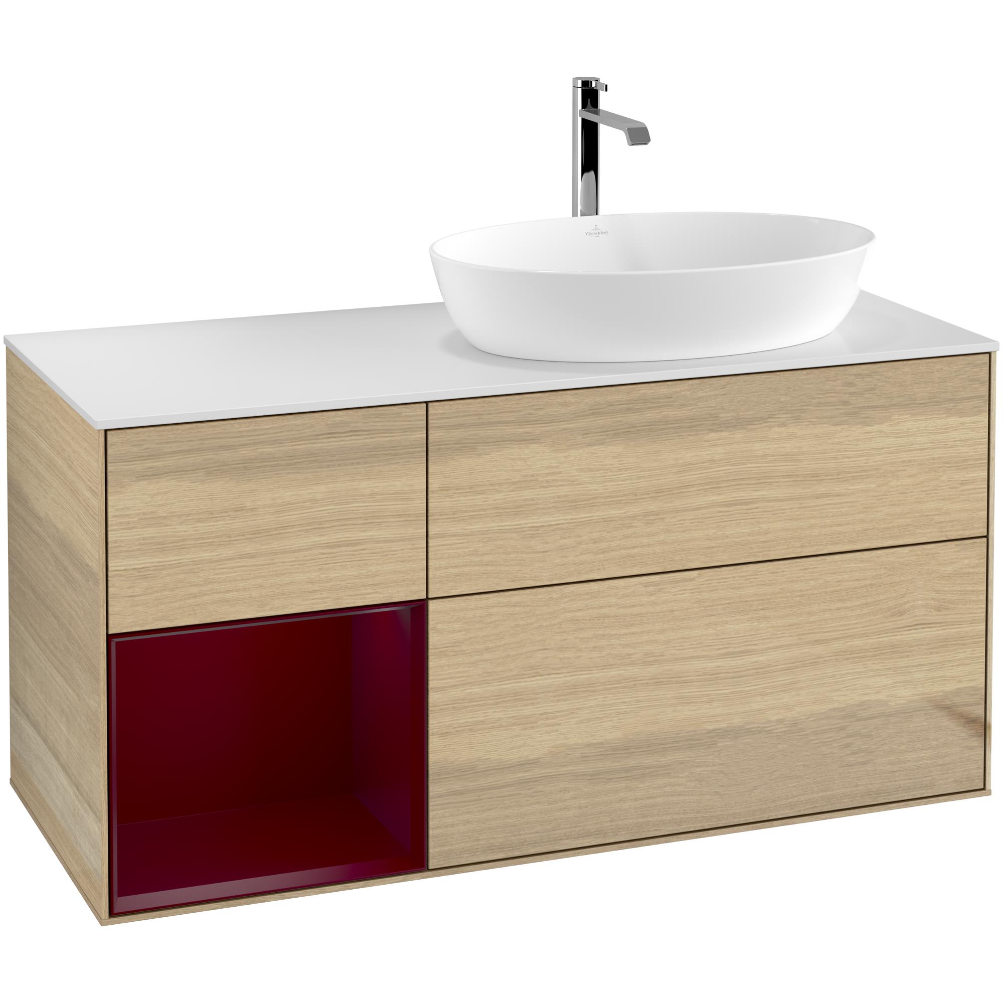 Tvättställsskåp Villeroy & Boch Finion med 3 Lådor Hylla och Bänkskiva för Ocentrerat Tvättställ från Artis & Collaro | badrum - badrumsmobler - tvattstallsskap-och-kommod | KakelKungen