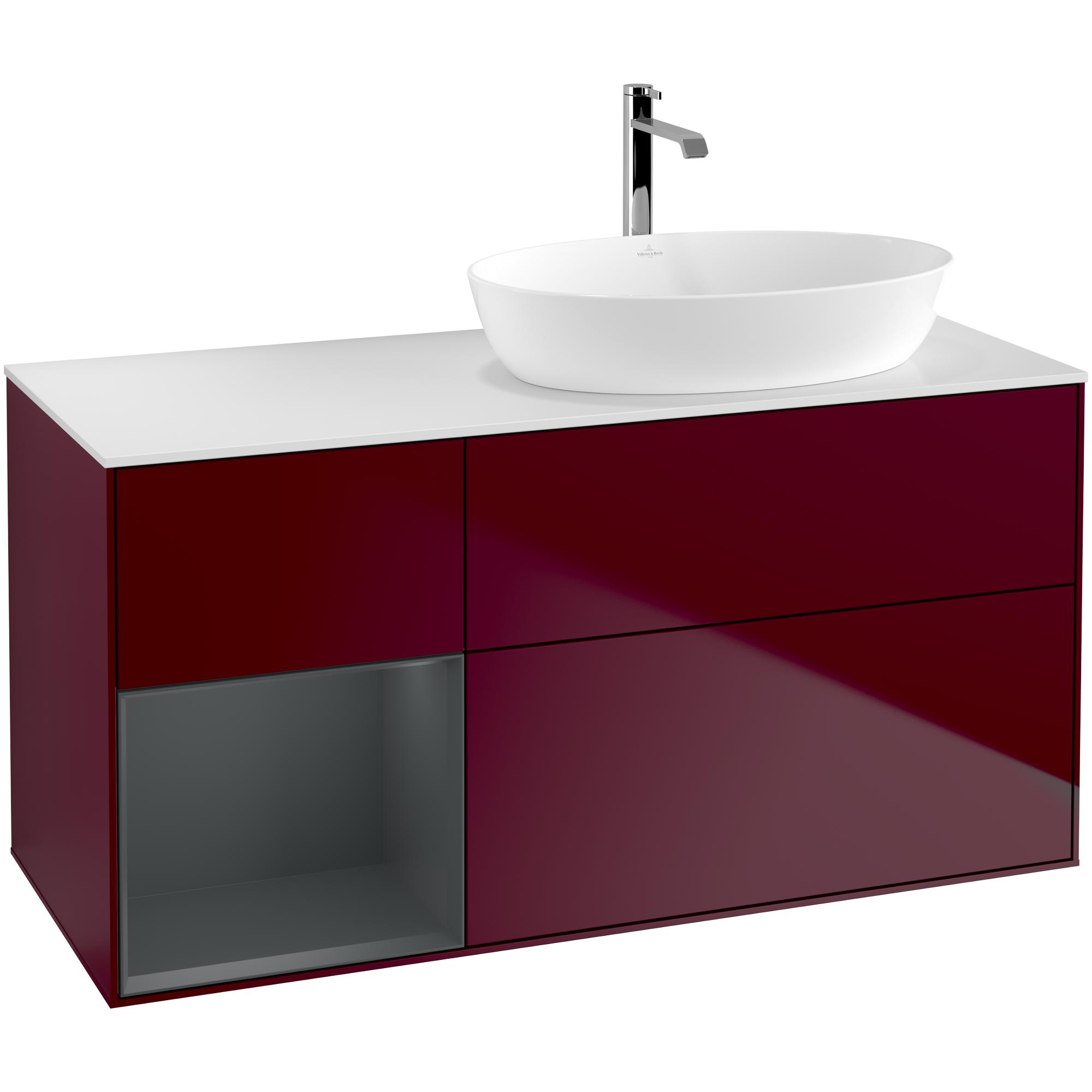 Tvättställsskåp Villeroy & Boch Finion med 3 Lådor Hylla och Bänkskiva för Ocentrerat Tvättställ från Artis & Collaro | badrum - badrumsmobler - tvattstallsskap-och-kommod | KakelKungen