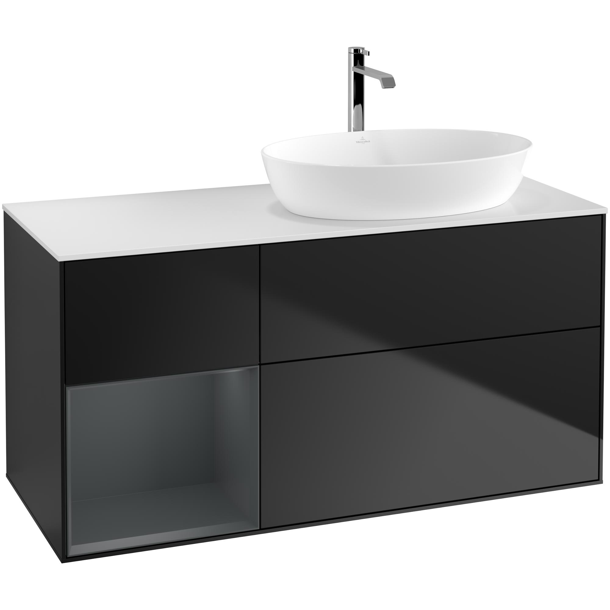 Tvättställsskåp Villeroy & Boch Finion med 3 Lådor Hylla och Bänkskiva för Ocentrerat Tvättställ från Artis & Collaro | badrum - badrumsmobler - tvattstallsskap-och-kommod | KakelKungen