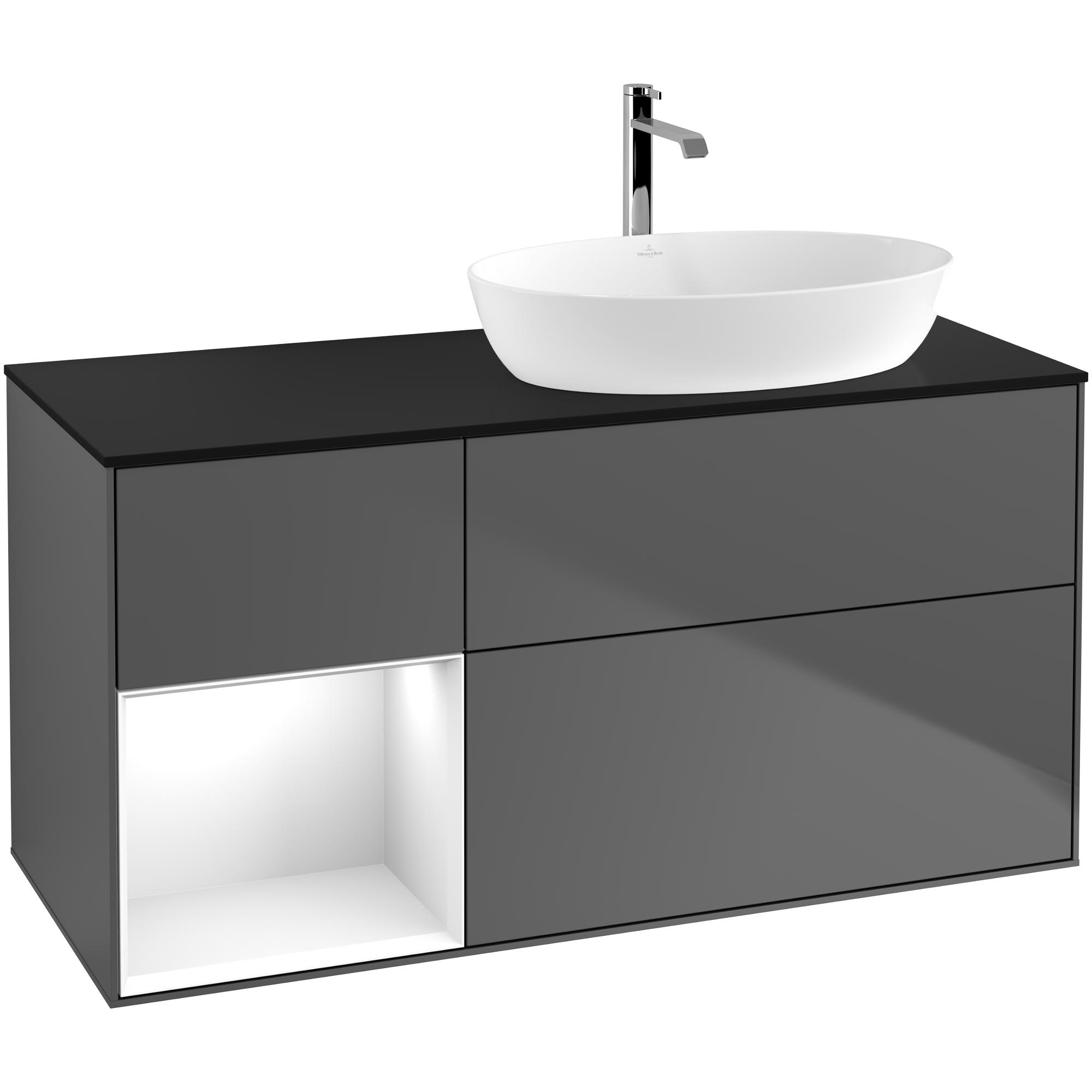 Tvättställsskåp Villeroy & Boch Finion med 3 Lådor Hylla och Bänkskiva för Ocentrerat Tvättställ från Artis & Collaro | badrum - badrumsmobler - tvattstallsskap-och-kommod | KakelKungen