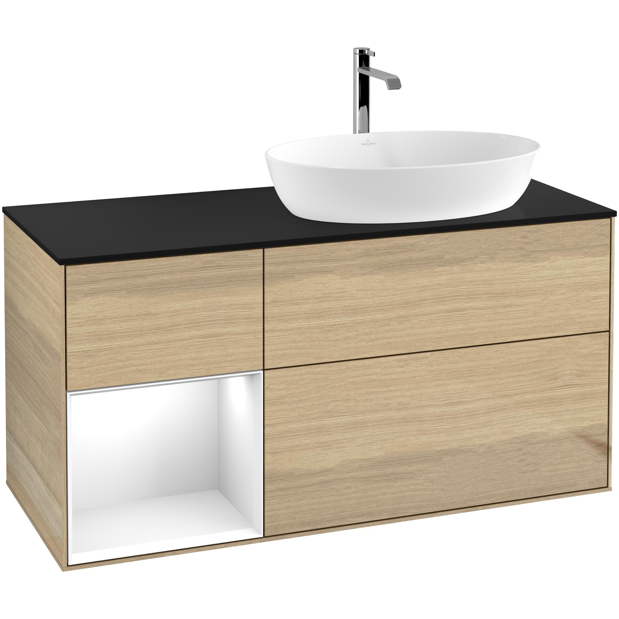 Tvättställsskåp Villeroy & Boch Finion med 3 Lådor Hylla och Bänkskiva för Ocentrerat Tvättställ från Artis & Collaro | badrum - badrumsmobler - tvattstallsskap-och-kommod | KakelKungen