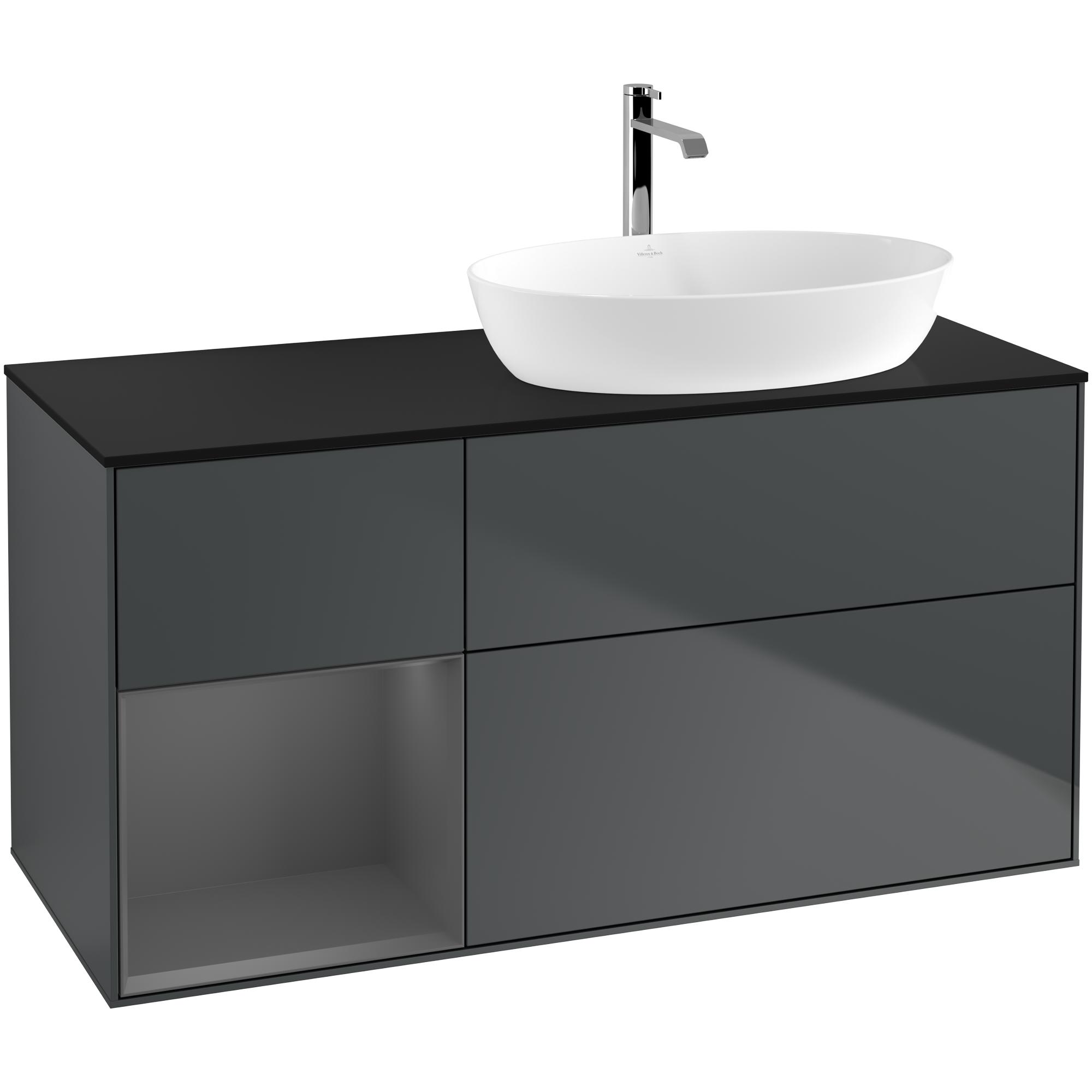 Tvättställsskåp Villeroy & Boch Finion med 3 Lådor Hylla och Bänkskiva för Ocentrerat Tvättställ från Artis & Collaro | badrum - badrumsmobler - tvattstallsskap-och-kommod | KakelKungen