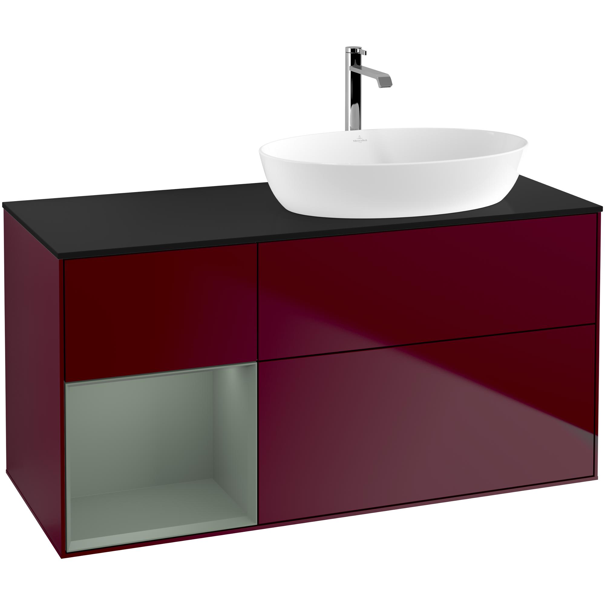 tvättställsskåp villeroy & boch finion med 3 lådor hylla och bänkskiva för ocentrerat tvättställ från artis & collaro