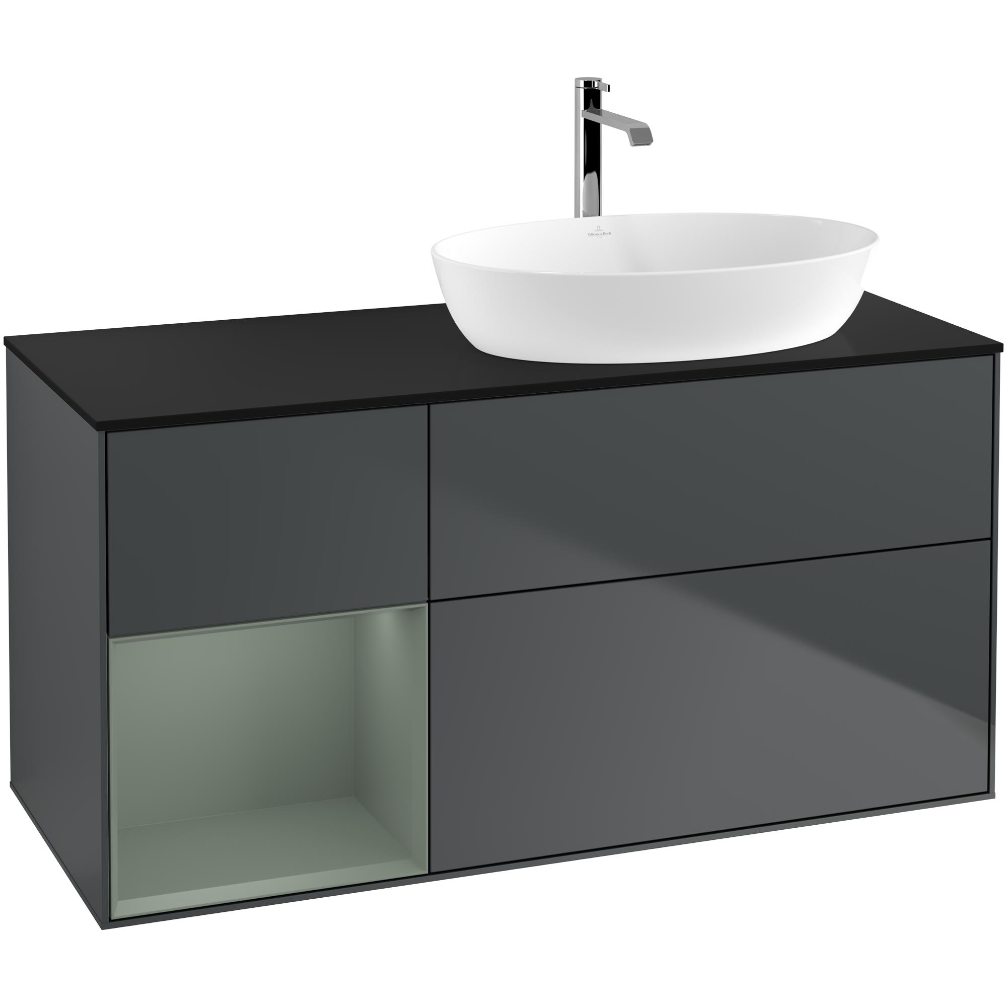 Tvättställsskåp Villeroy & Boch Finion med 3 Lådor Hylla och Bänkskiva för Ocentrerat Tvättställ från Artis & Collaro | badrum - badrumsmobler - tvattstallsskap-och-kommod | KakelKungen