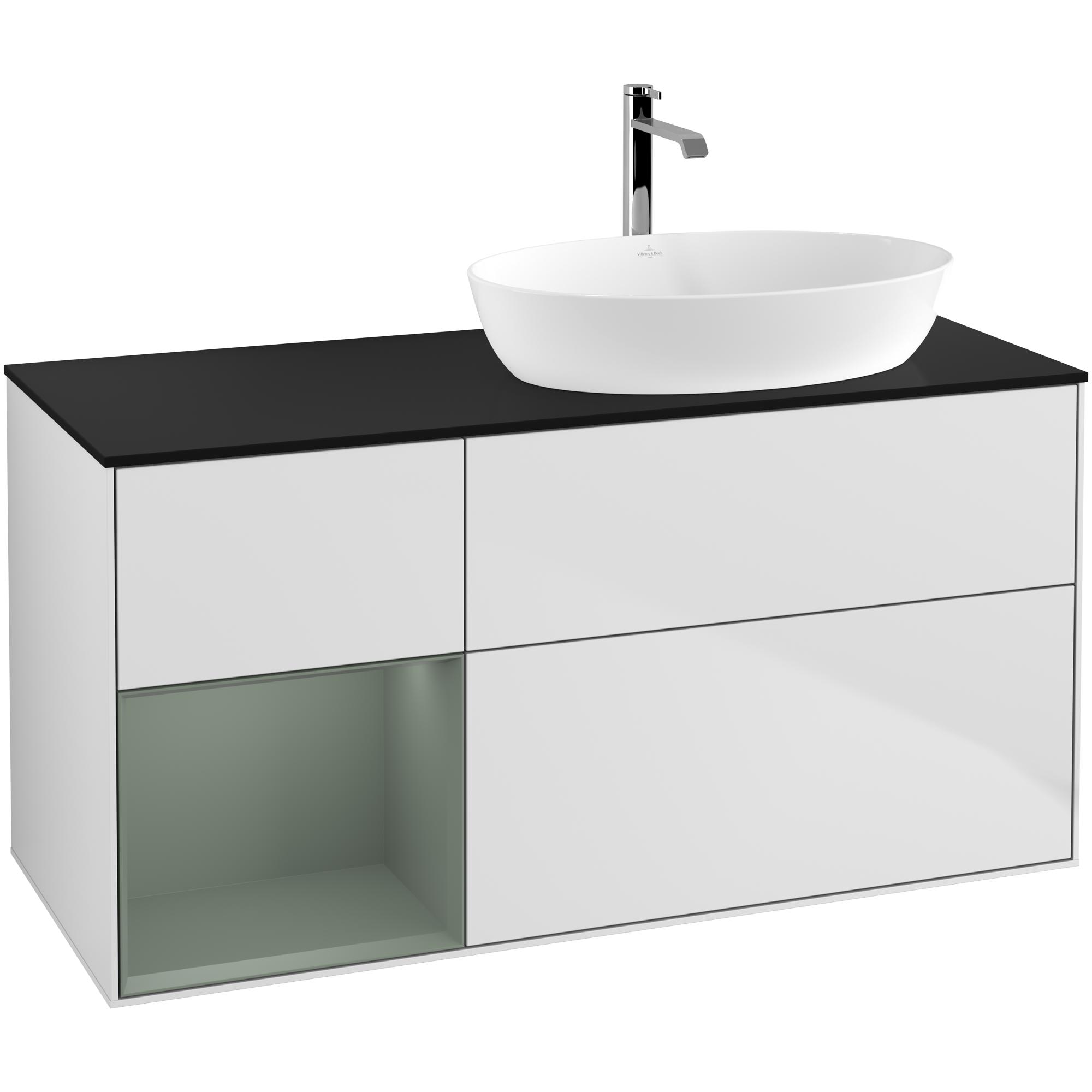 Tvättställsskåp Villeroy & Boch Finion med 3 Lådor Hylla och Bänkskiva för Ocentrerat Tvättställ från Artis & Collaro | badrum - badrumsmobler - tvattstallsskap-och-kommod | KakelKungen