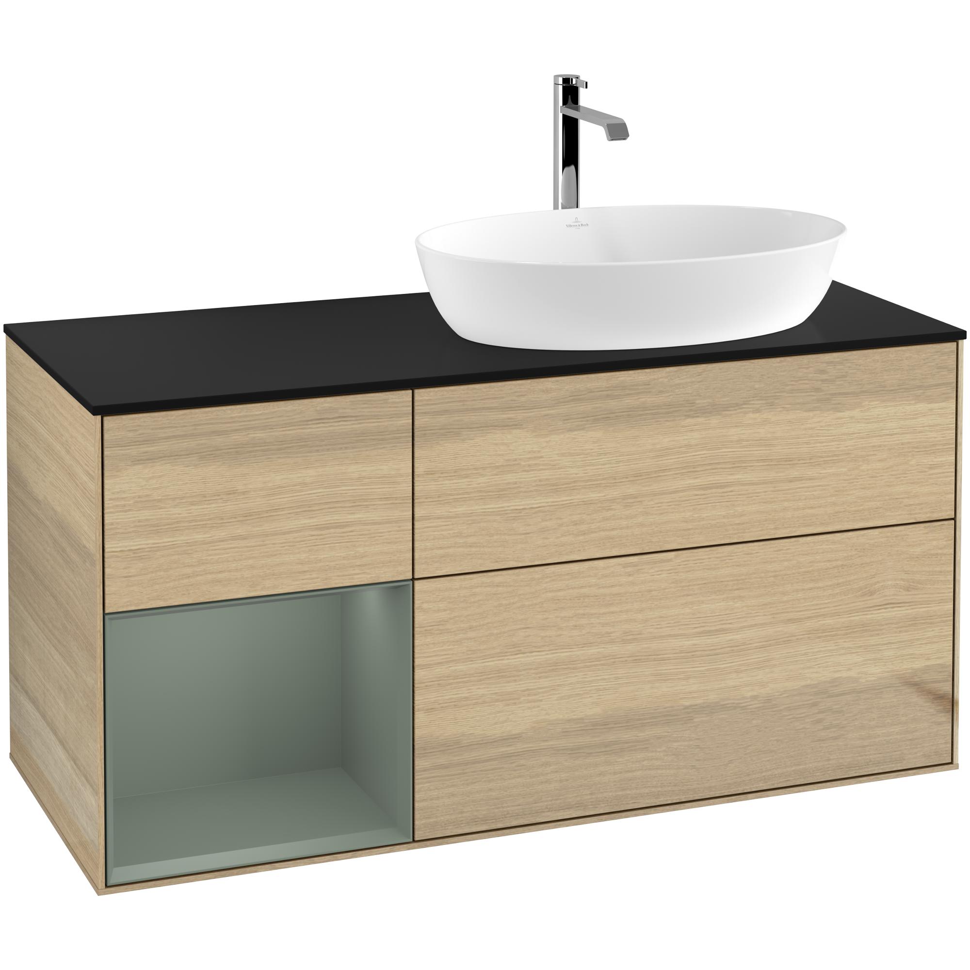 Tvättställsskåp Villeroy & Boch Finion med 3 Lådor Hylla och Bänkskiva för Ocentrerat Tvättställ från Artis & Collaro | badrum - badrumsmobler - tvattstallsskap-och-kommod | KakelKungen