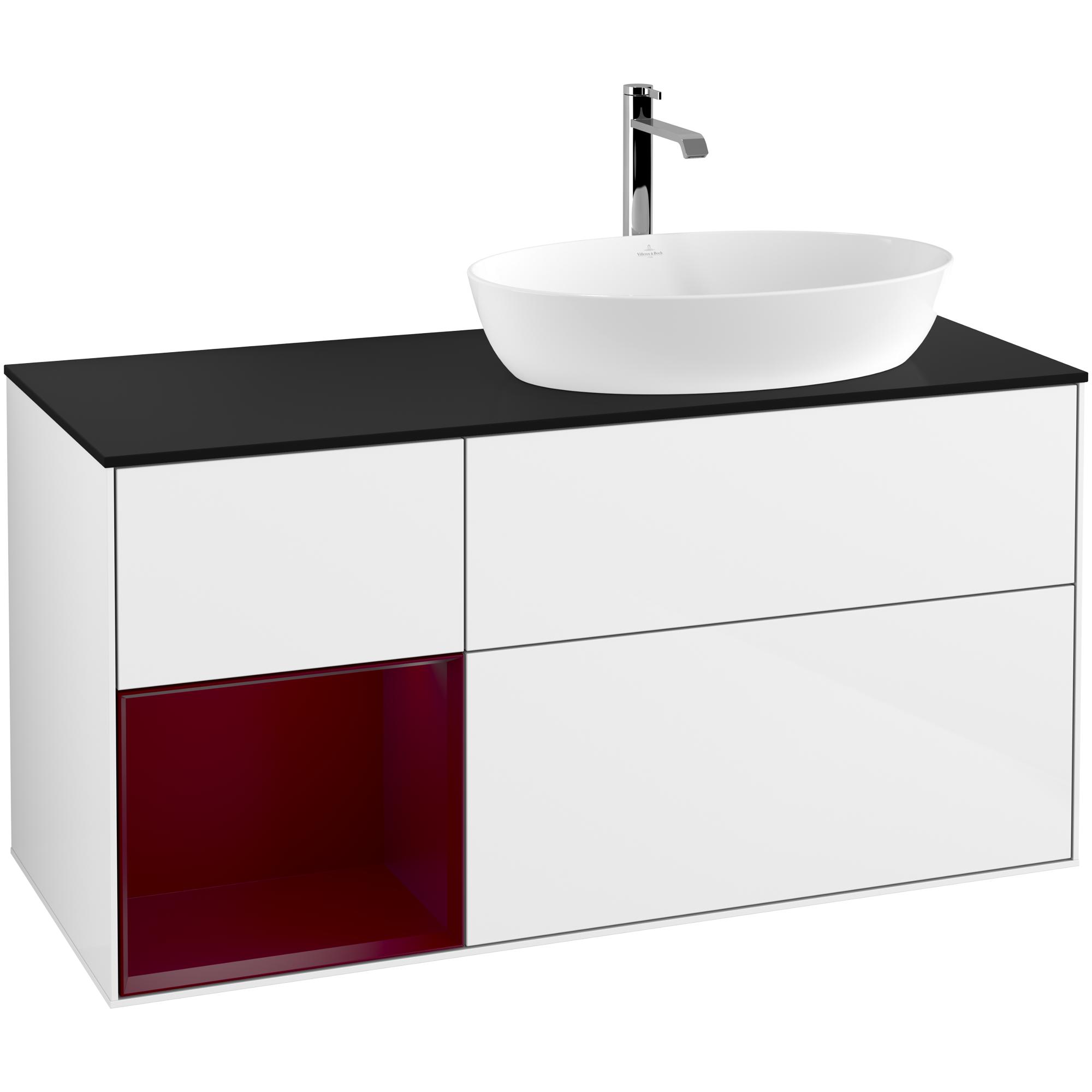 Tvättställsskåp Villeroy & Boch Finion med 3 Lådor Hylla och Bänkskiva för Ocentrerat Tvättställ från Artis & Collaro | badrum - badrumsmobler - tvattstallsskap-och-kommod | KakelKungen