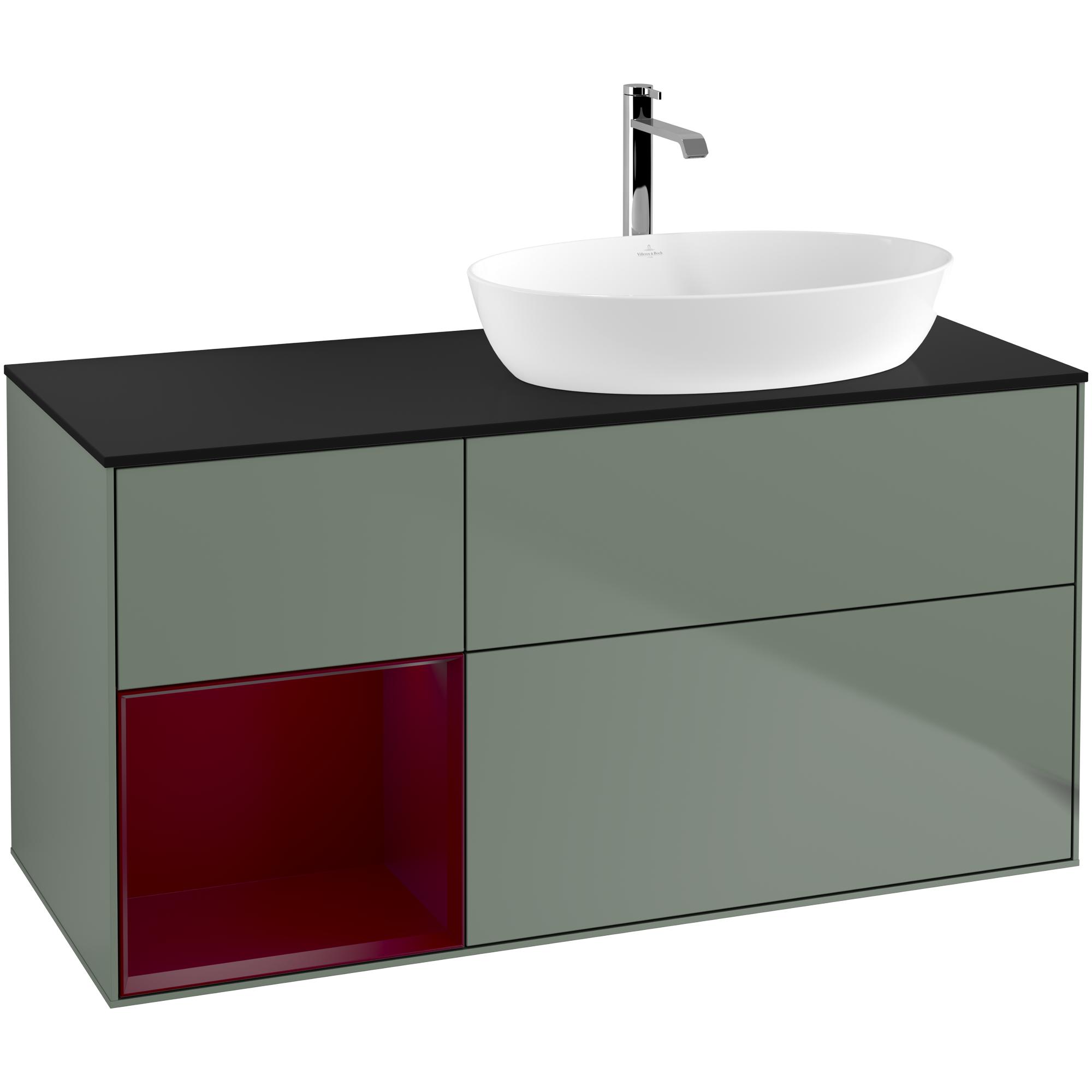 Tvättställsskåp Villeroy & Boch Finion med 3 Lådor Hylla och Bänkskiva för Ocentrerat Tvättställ från Artis & Collaro | badrum - badrumsmobler - tvattstallsskap-och-kommod | KakelKungen