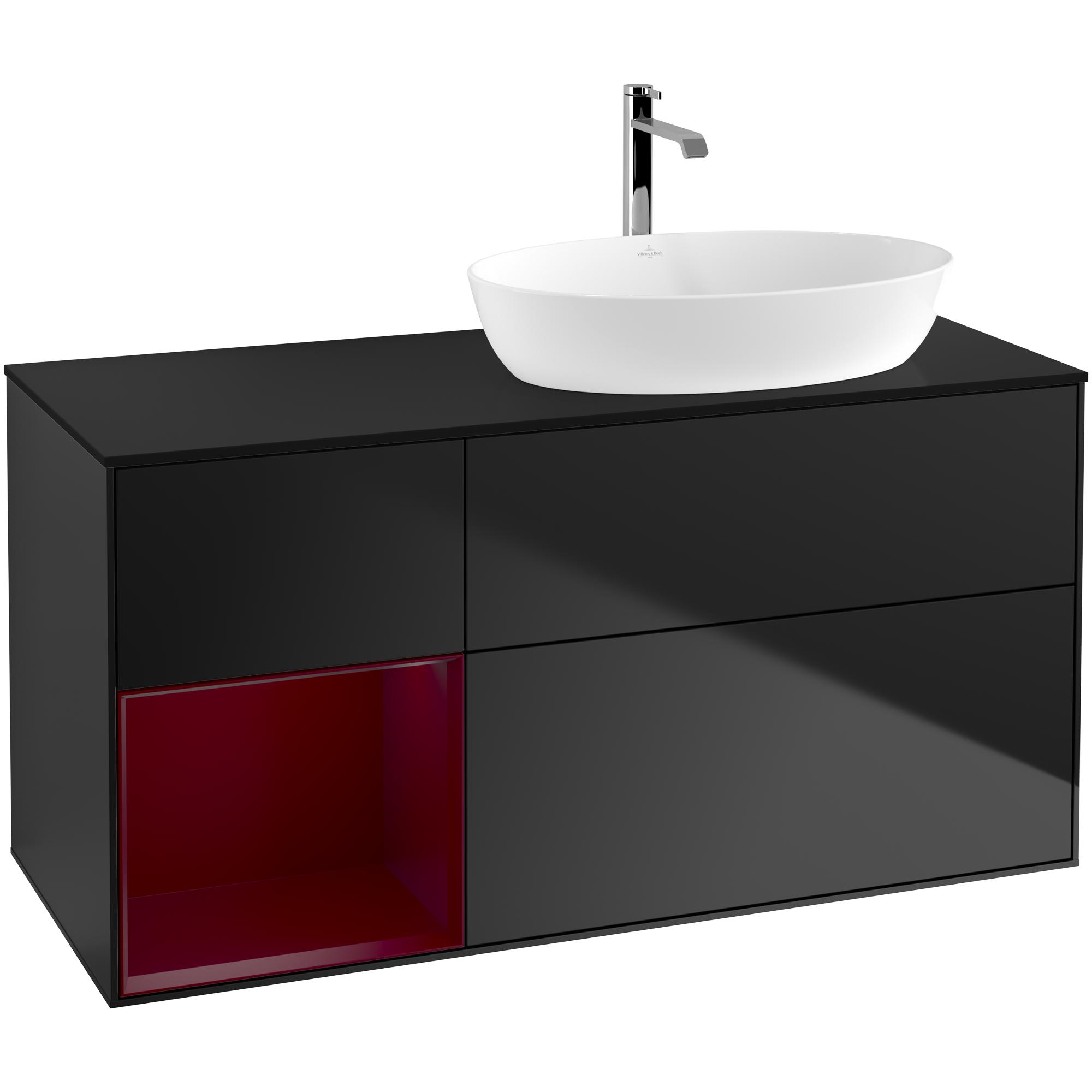 Tvättställsskåp Villeroy & Boch Finion med 3 Lådor Hylla och Bänkskiva för Ocentrerat Tvättställ från Artis & Collaro | badrum - badrumsmobler - tvattstallsskap-och-kommod | KakelKungen