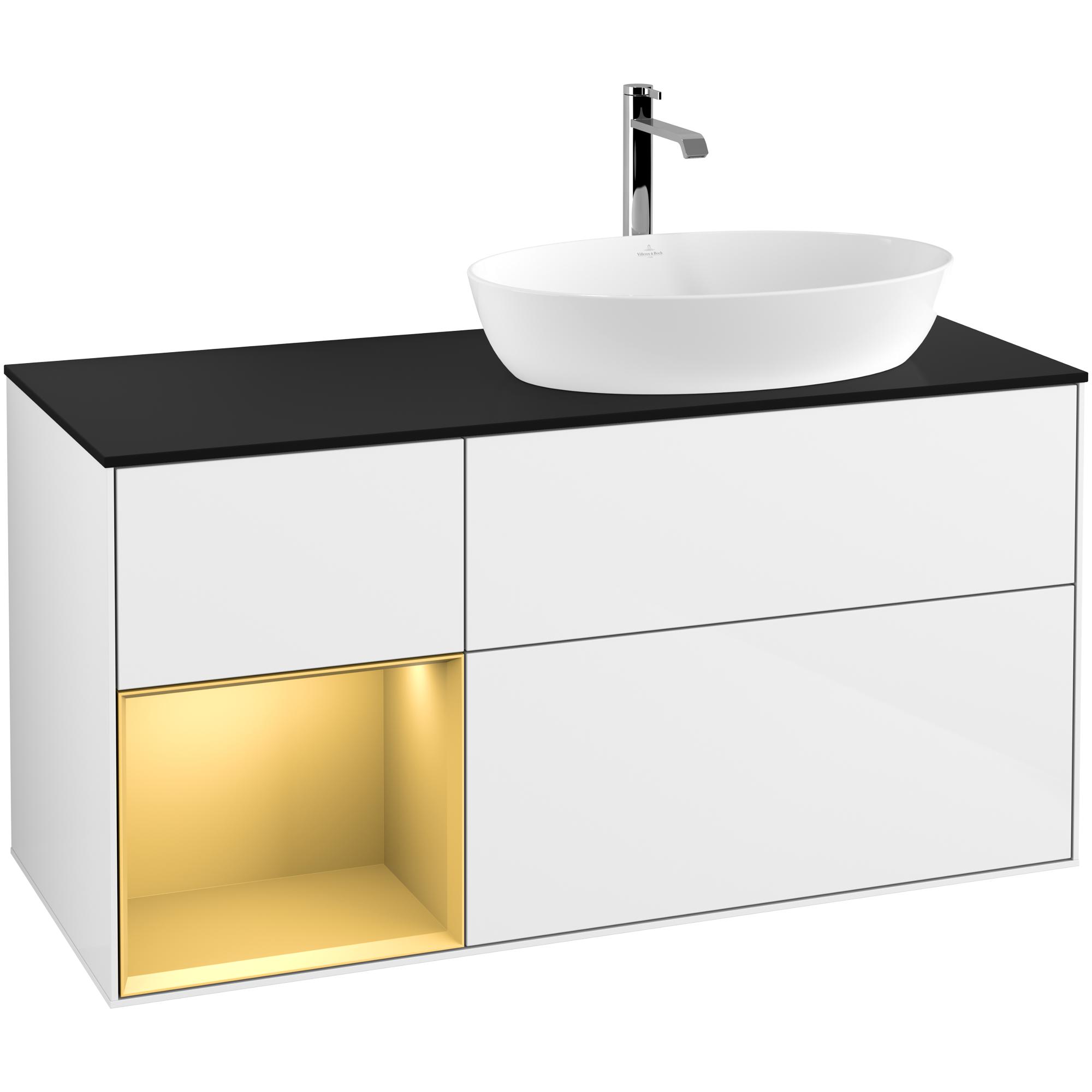 Tvättställsskåp Villeroy & Boch Finion med 3 Lådor Hylla och Bänkskiva för Ocentrerat Tvättställ från Artis & Collaro | badrum - badrumsmobler - tvattstallsskap-och-kommod | KakelKungen