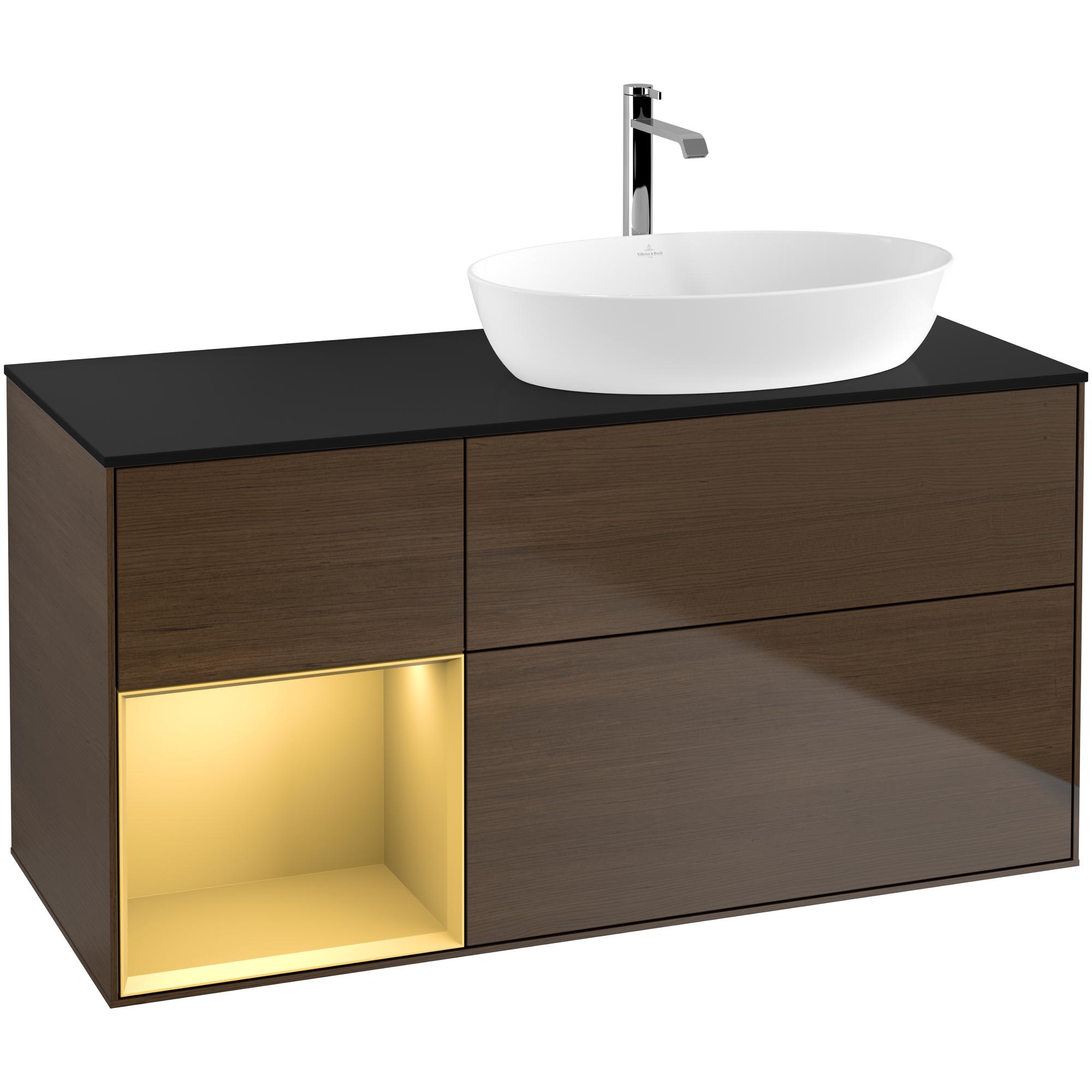 Tvättställsskåp Villeroy & Boch Finion med 3 Lådor Hylla och Bänkskiva för Ocentrerat Tvättställ från Artis & Collaro | badrum - badrumsmobler - tvattstallsskap-och-kommod | KakelKungen