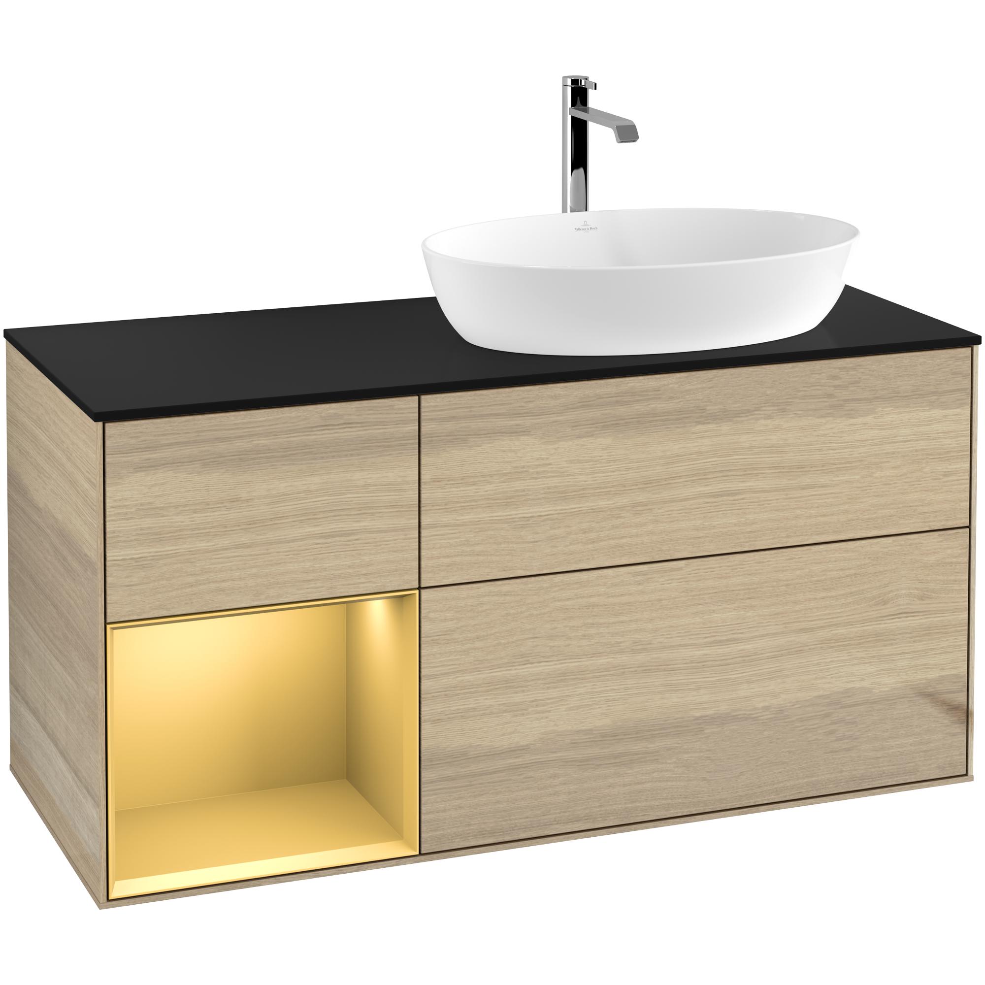 Tvättställsskåp Villeroy & Boch Finion med 3 Lådor Hylla och Bänkskiva för Ocentrerat Tvättställ från Artis & Collaro | badrum - badrumsmobler - tvattstallsskap-och-kommod | KakelKungen