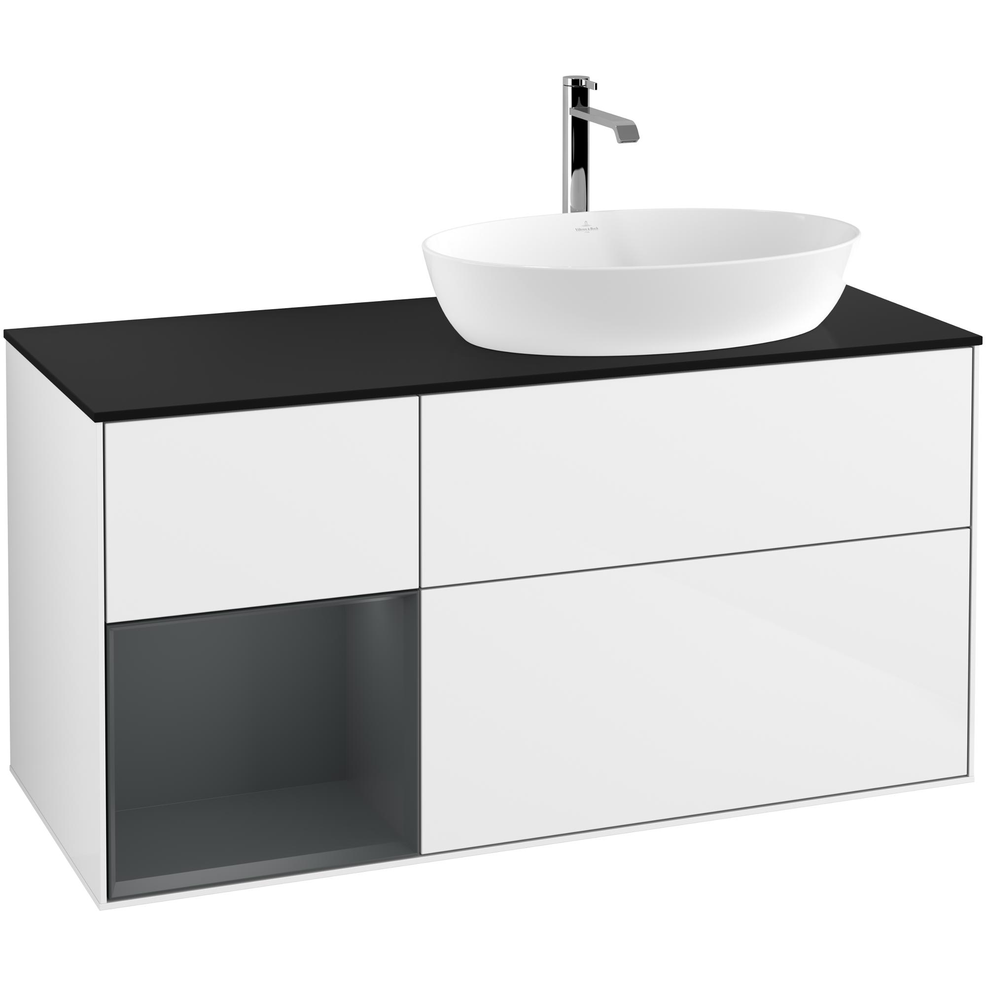 Tvättställsskåp Villeroy & Boch Finion med 3 Lådor Hylla och Bänkskiva för Ocentrerat Tvättställ från Artis & Collaro | badrum - badrumsmobler - tvattstallsskap-och-kommod | KakelKungen