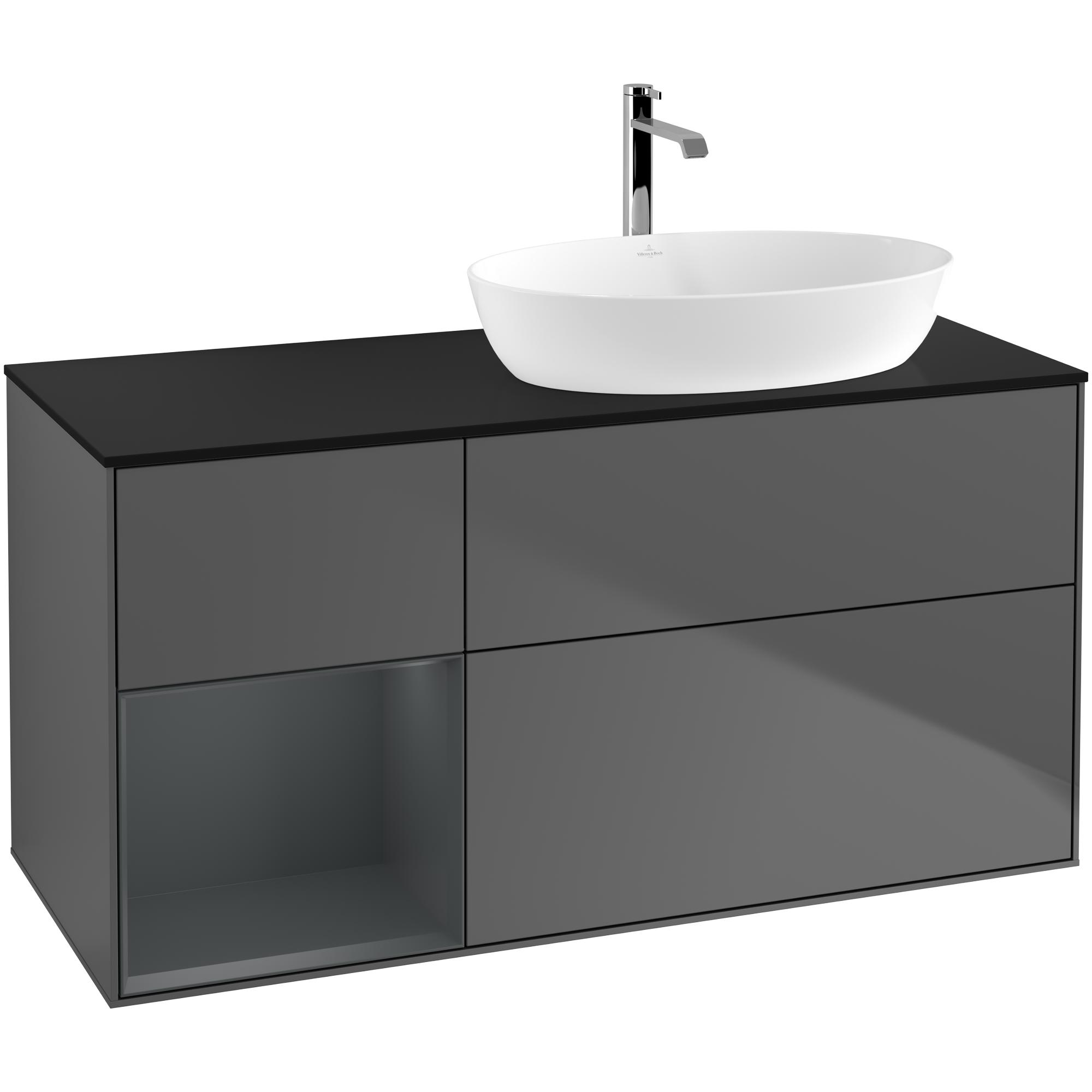 Tvättställsskåp Villeroy & Boch Finion med 3 Lådor Hylla och Bänkskiva för Ocentrerat Tvättställ från Artis & Collaro | badrum - badrumsmobler - tvattstallsskap-och-kommod | KakelKungen